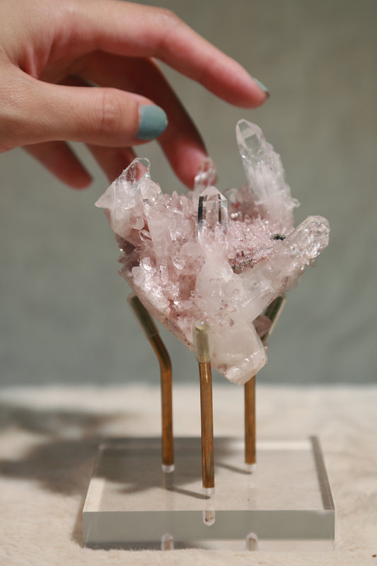 Colombian Pink Lemurian Quartz Stacked Cluster