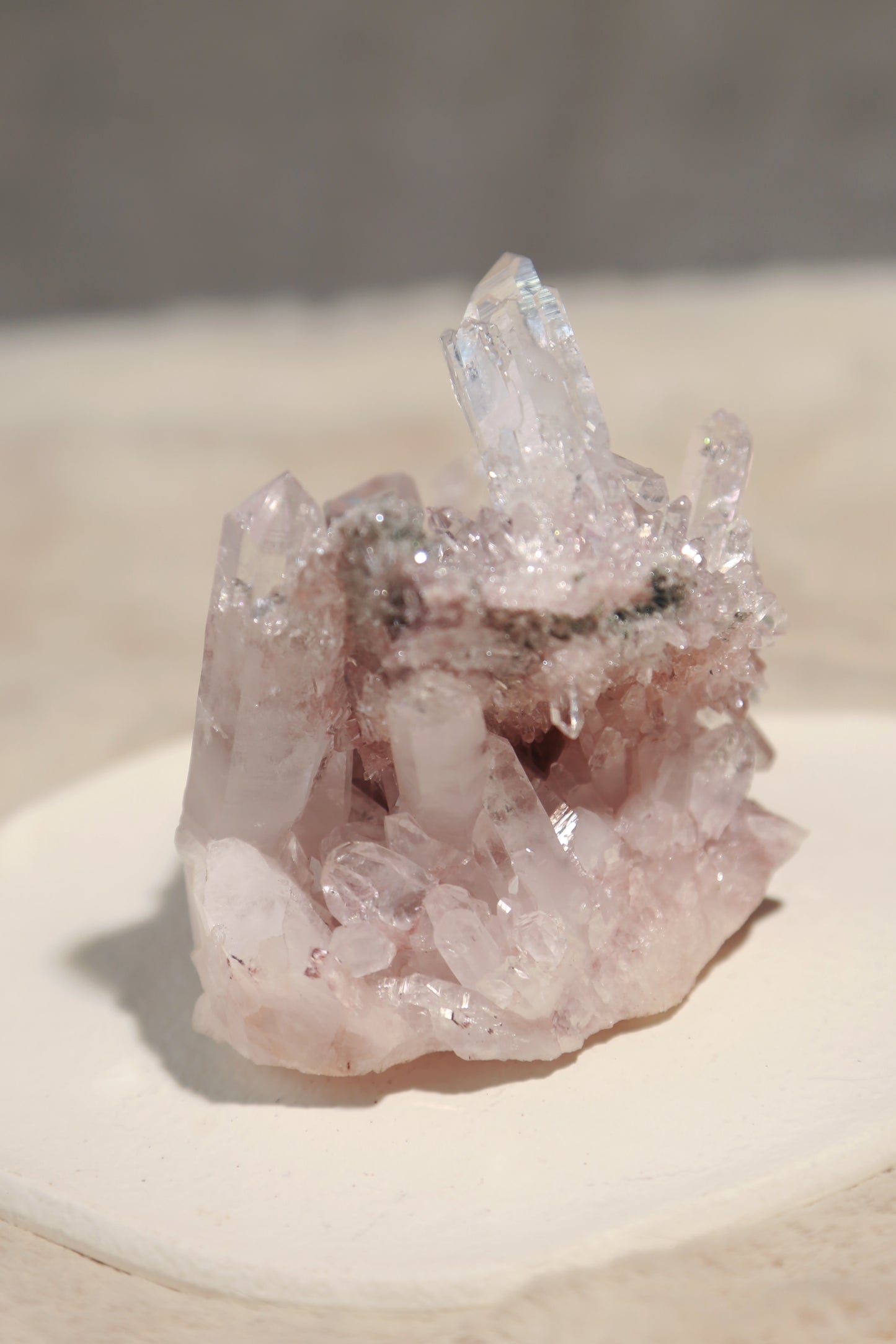 Colombian Pink Lemurian Quartz Stacked Cluster