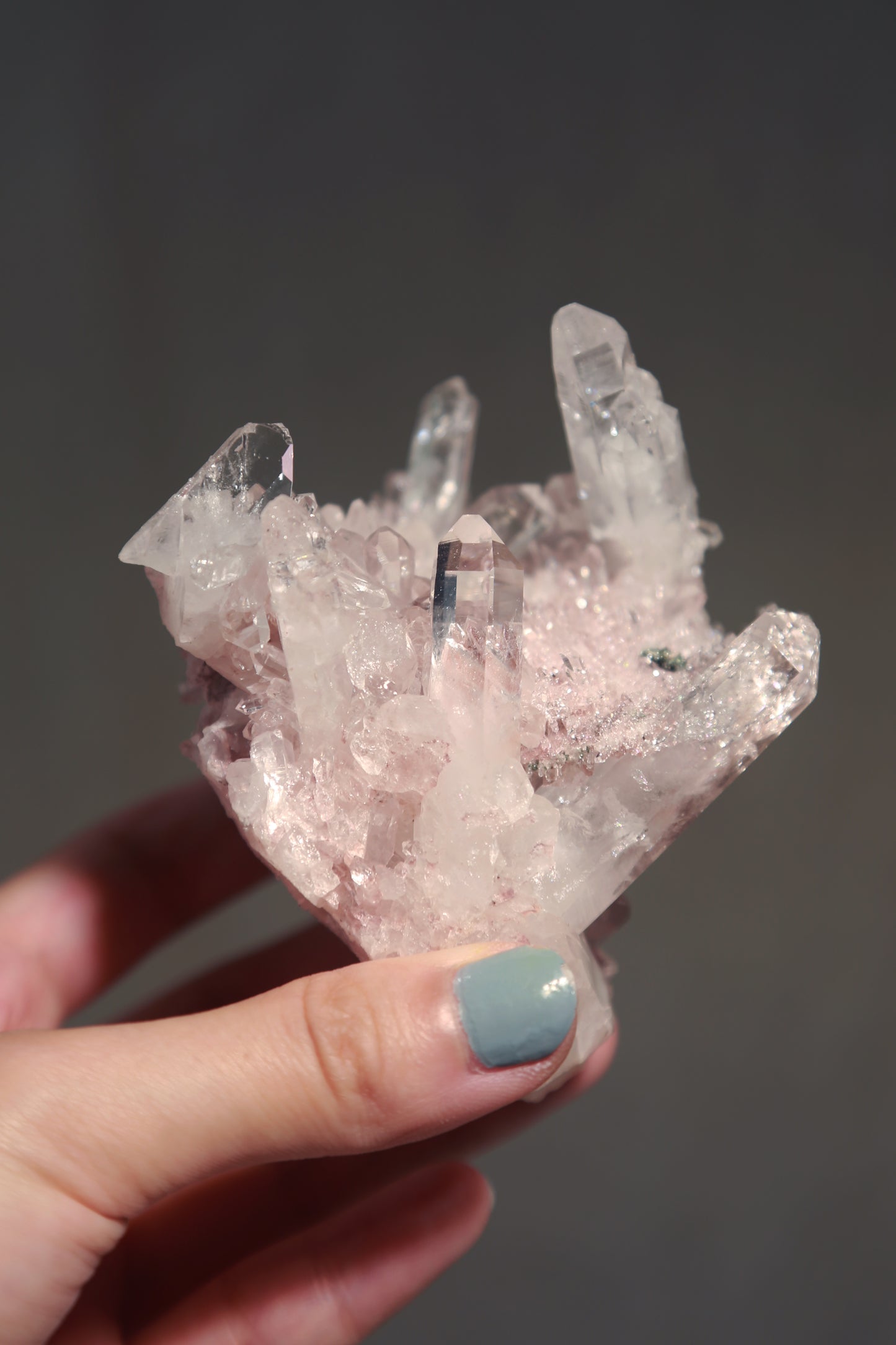 Colombian Pink Lemurian Quartz Stacked Cluster