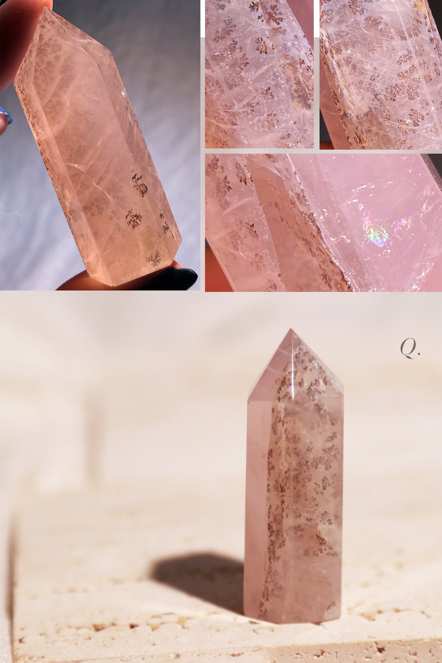 Dendritic Rose Quartz Point