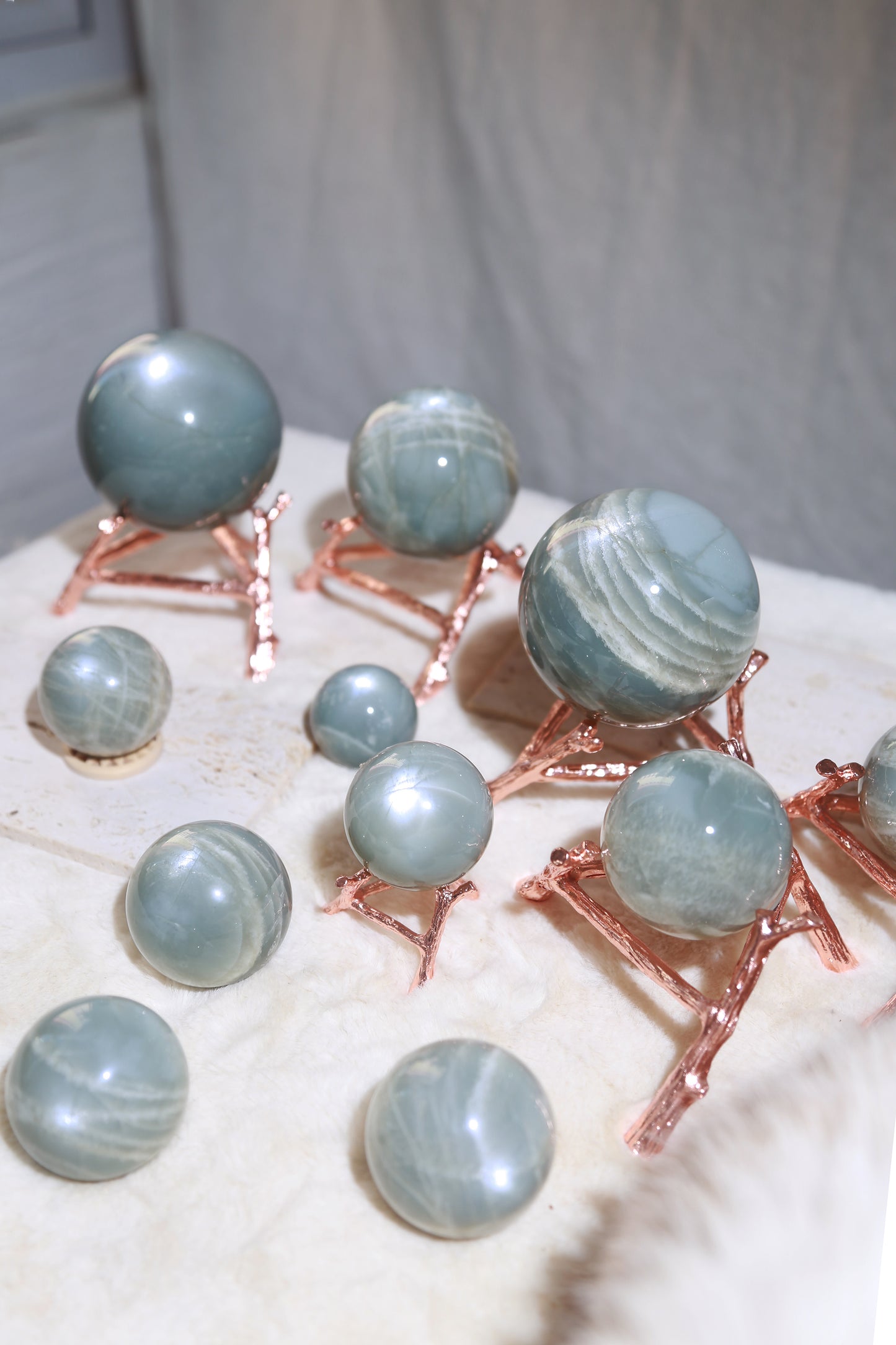 Sage Blue Green Moonstone Sunstone Sphere