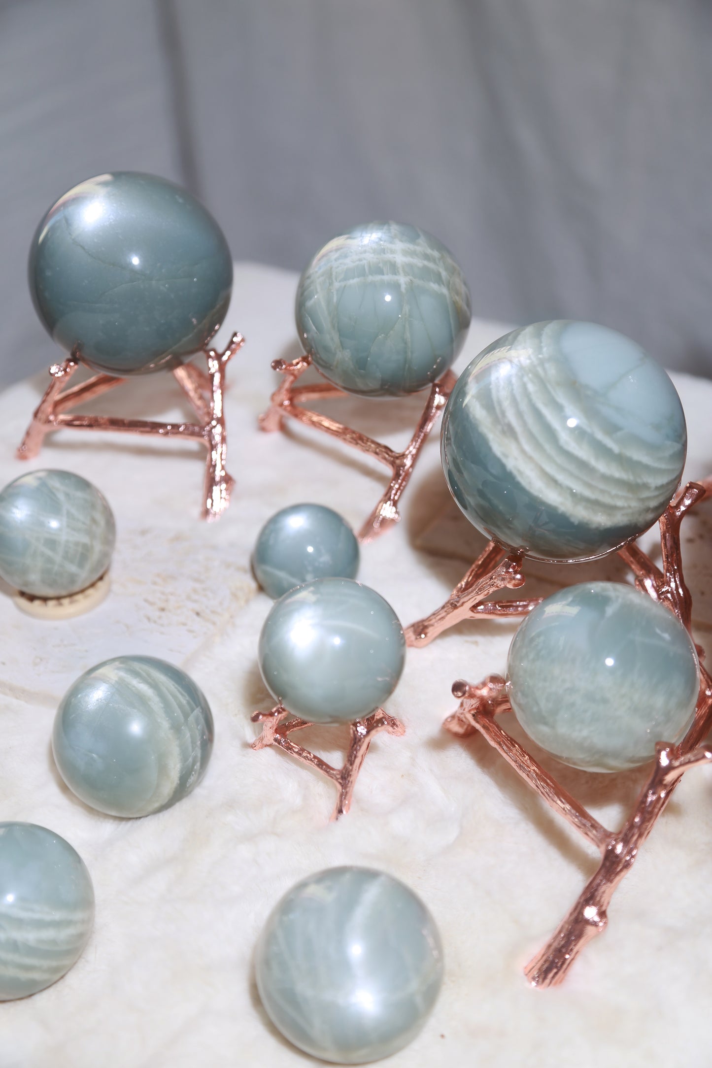 Sage Blue Green Moonstone Sunstone Sphere