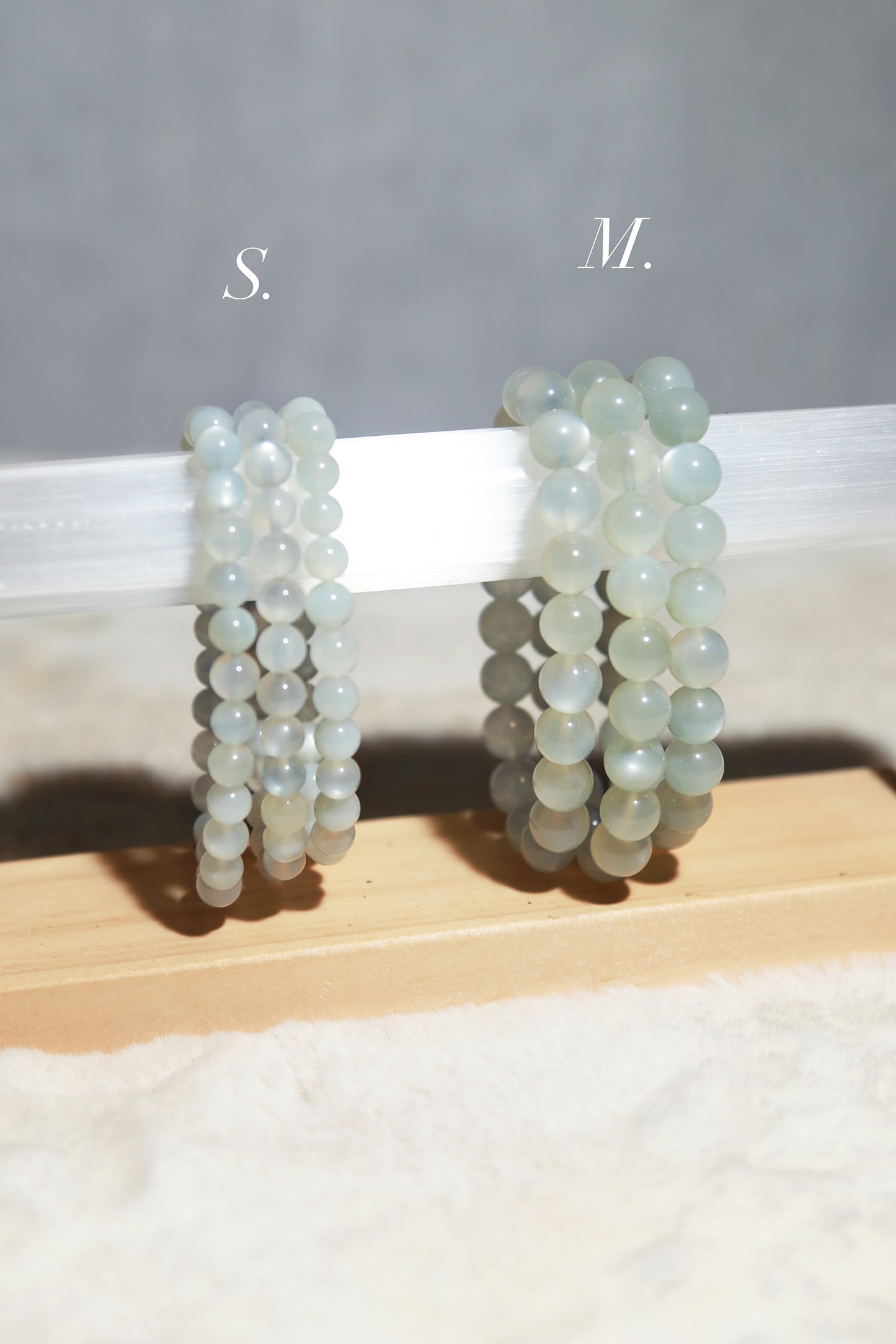 Blue Green Sage Moonstone Bead Bracelet