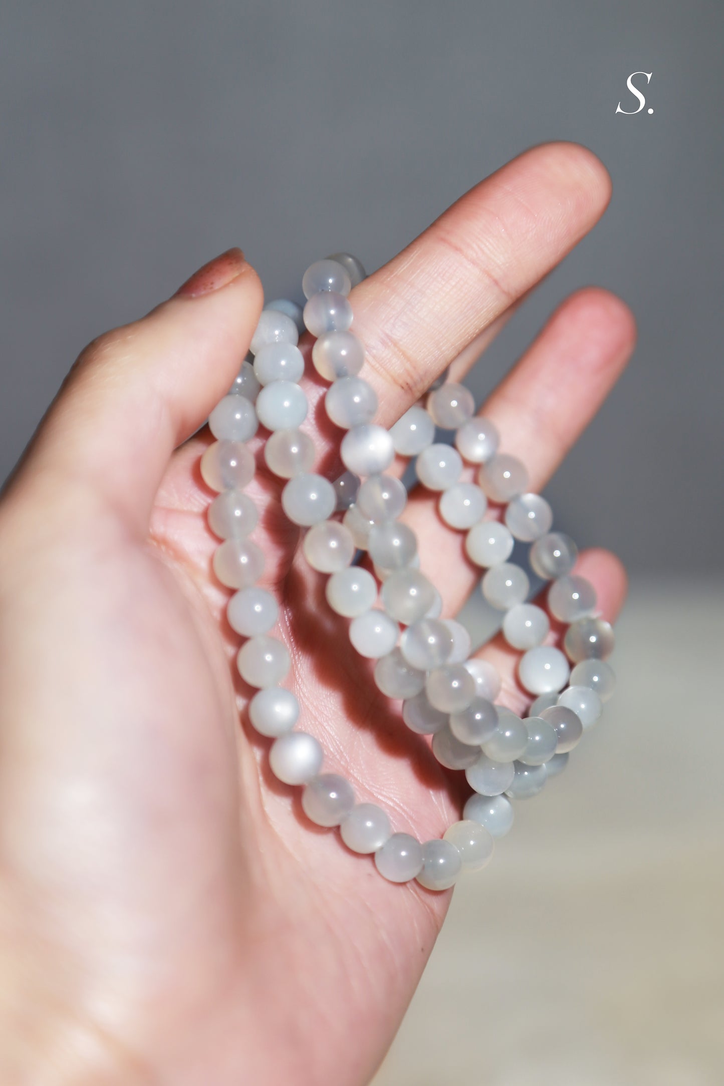 Blue Green Sage Moonstone Bead Bracelet