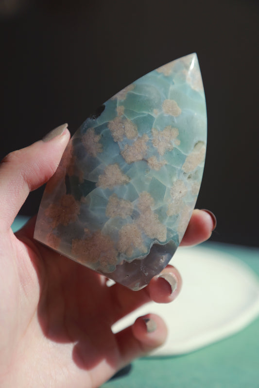 RARE Blue Flower Agate Flame Freeform