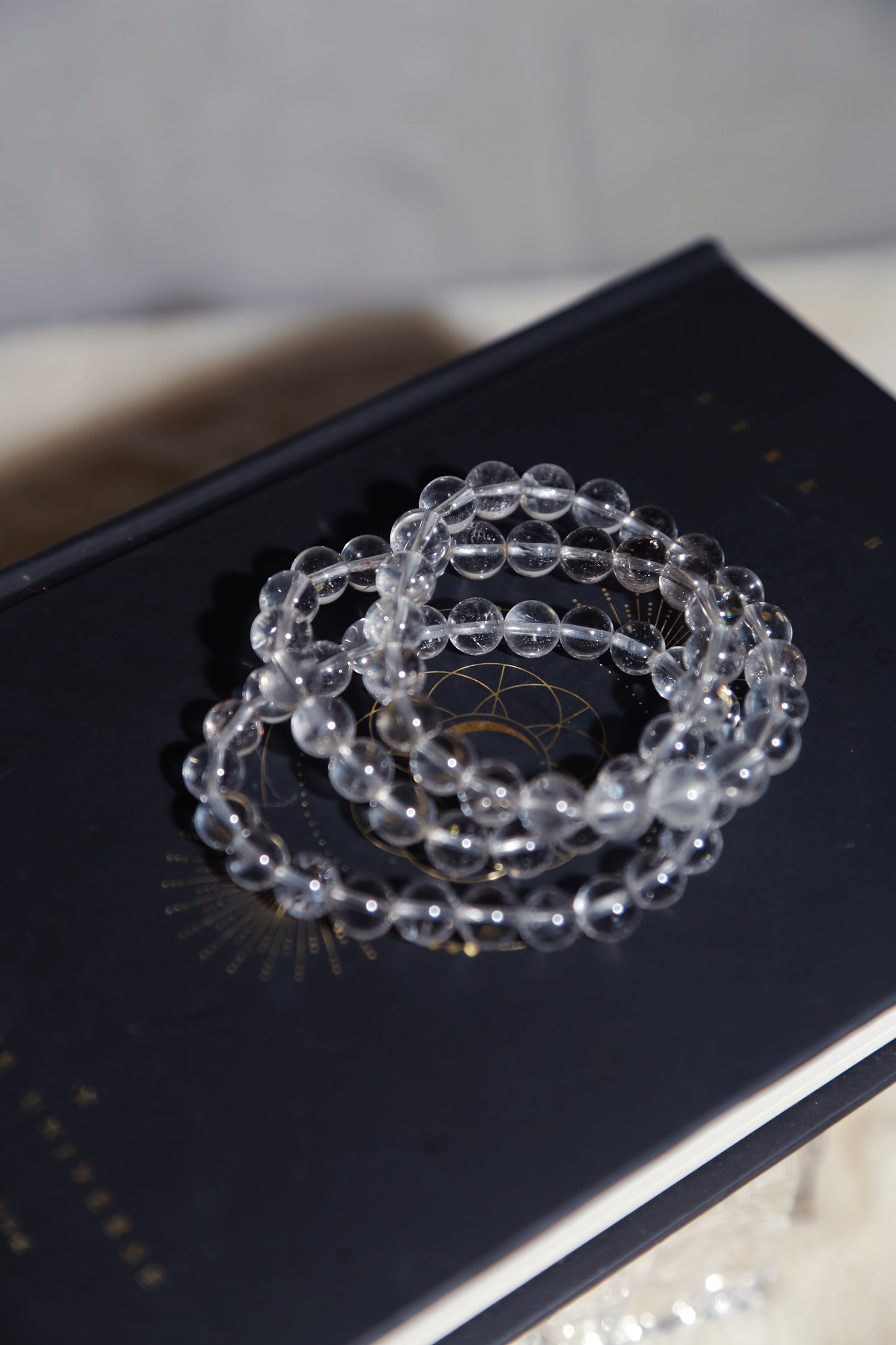 Natural Clear Quartz Lemurian Bead Bracelet
