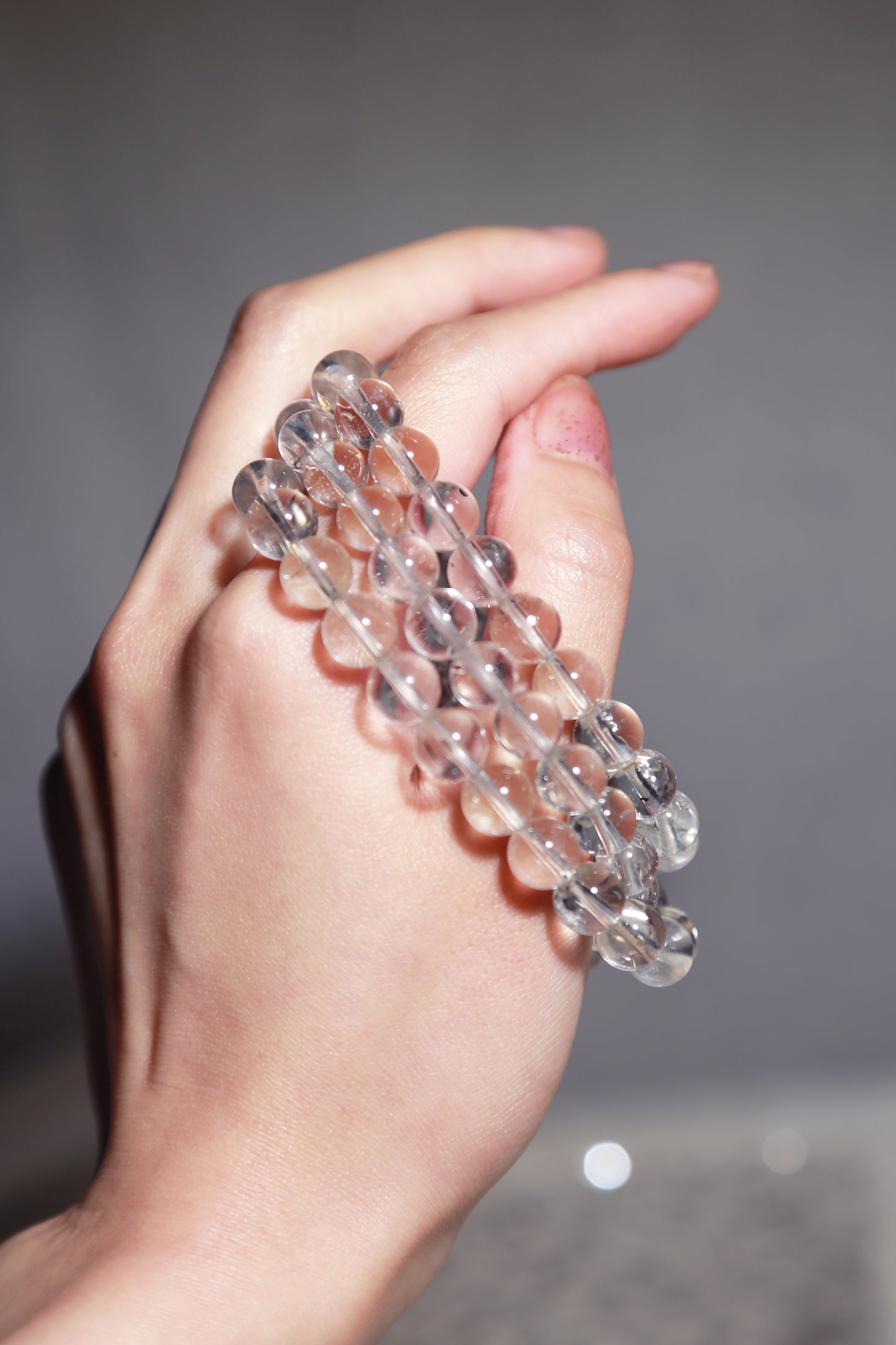 Natural Clear Quartz Lemurian Bead Bracelet