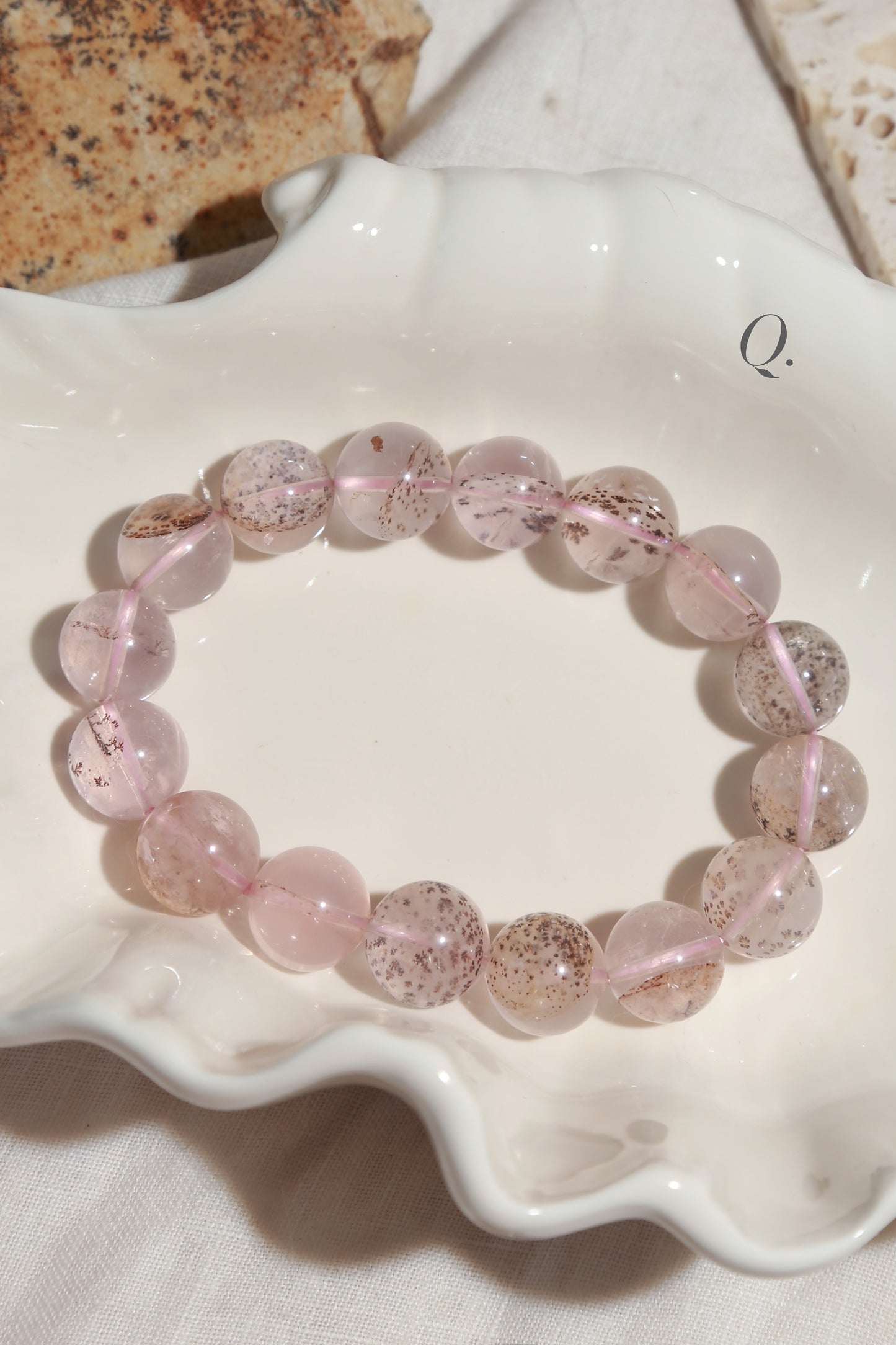 Dendritic Rose Quartz Bracelet