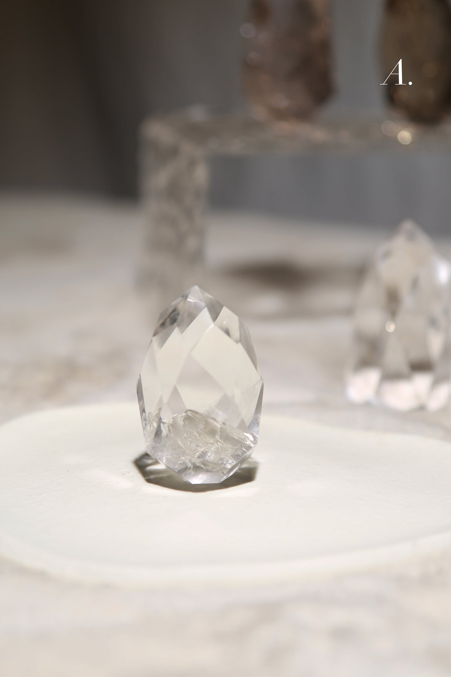 Clear / Smoky Quartz Faceted Diamond Flame