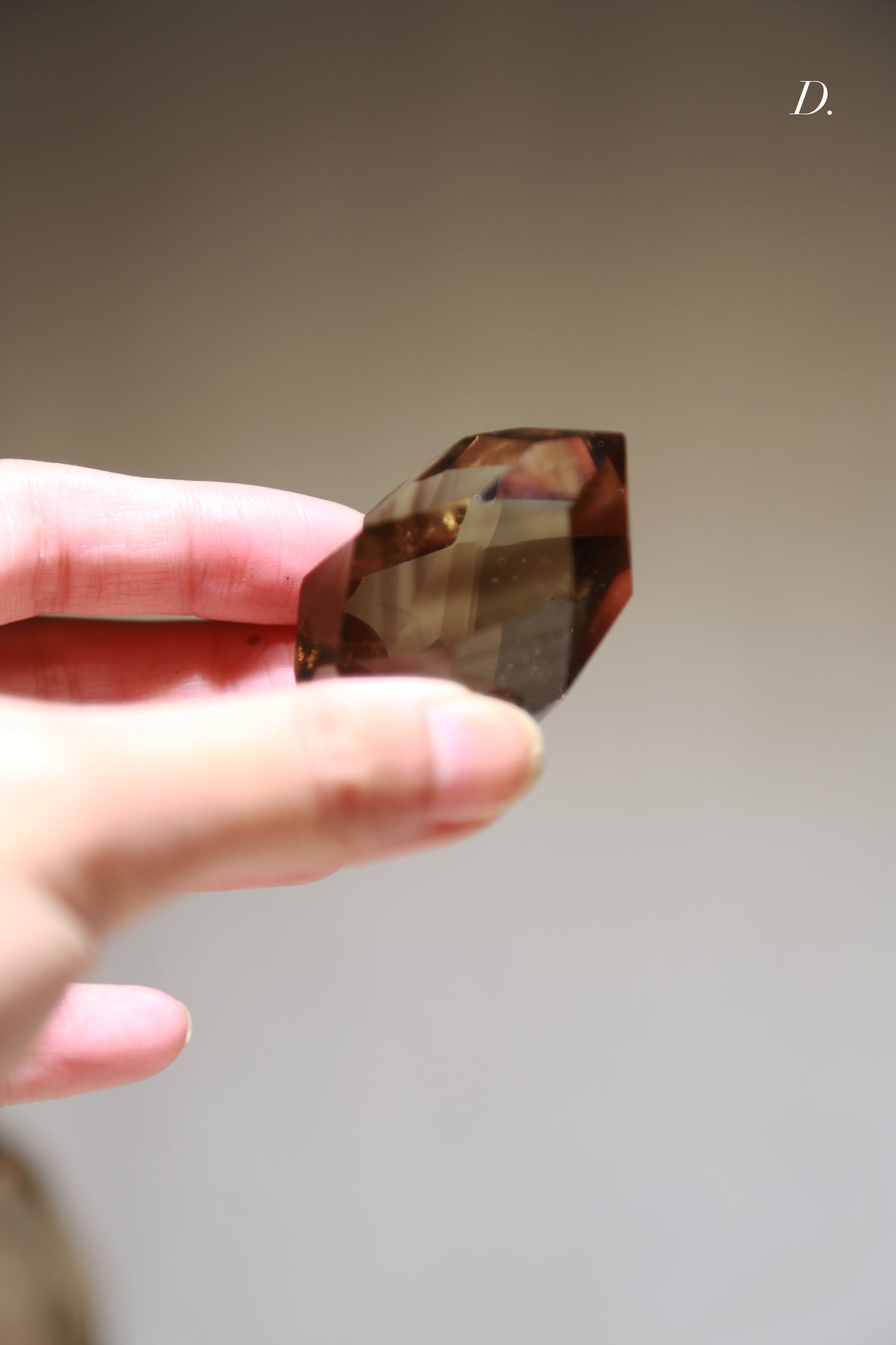 Clear / Smoky Quartz Faceted Diamond Flame