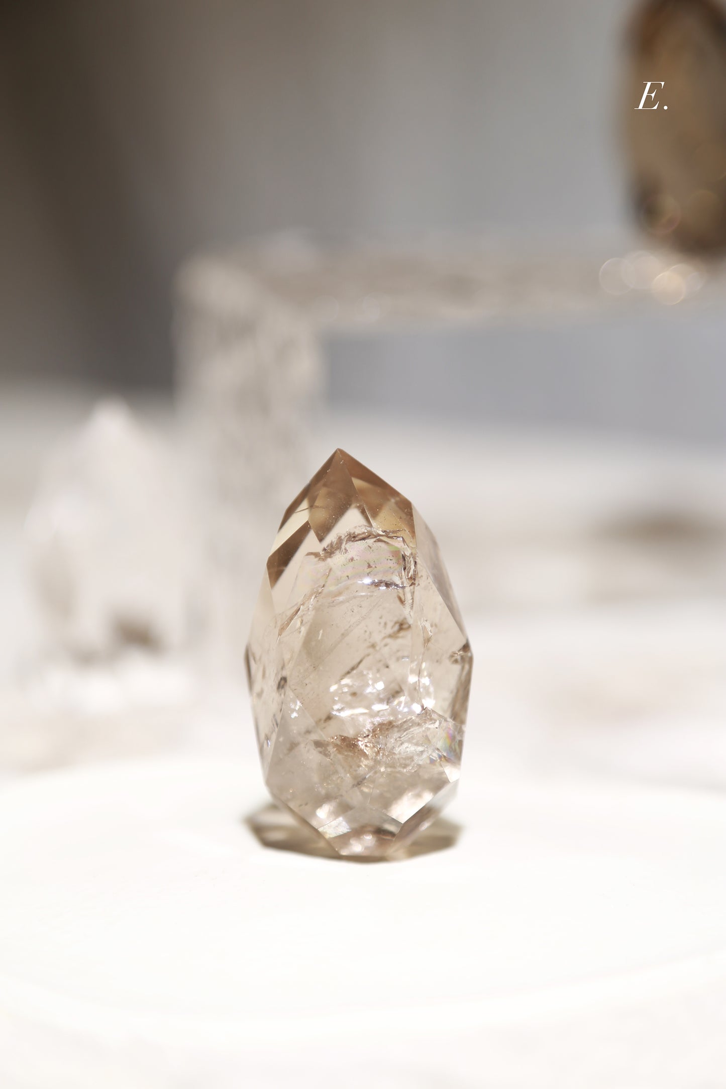 Clear / Smoky Quartz Faceted Diamond Flame