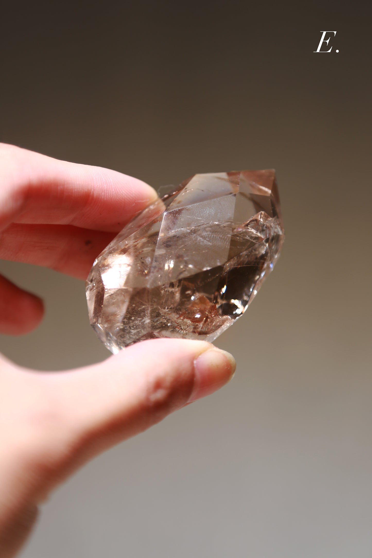 Clear / Smoky Quartz Faceted Diamond Flame