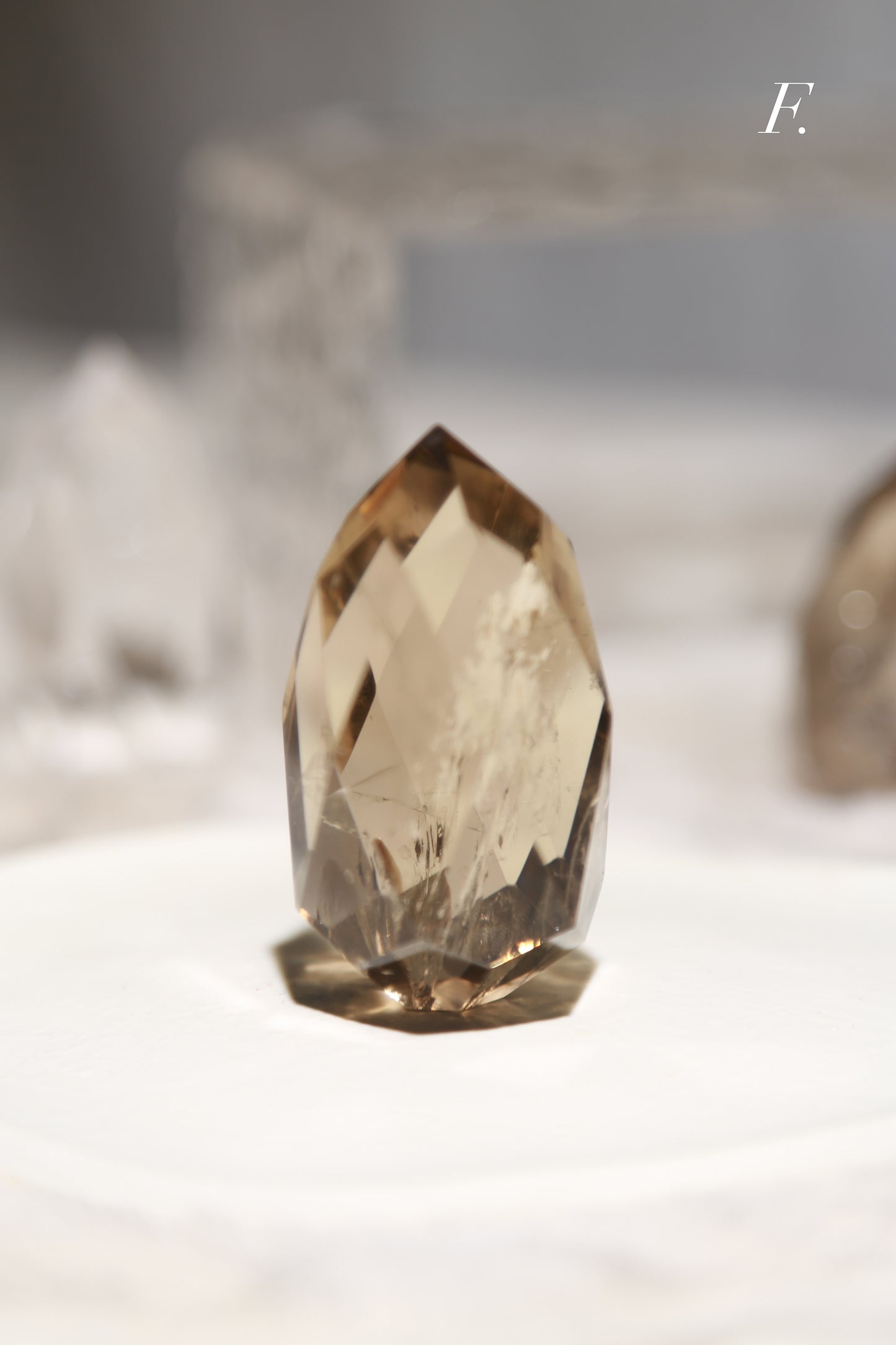 Clear / Smoky Quartz Faceted Diamond Flame