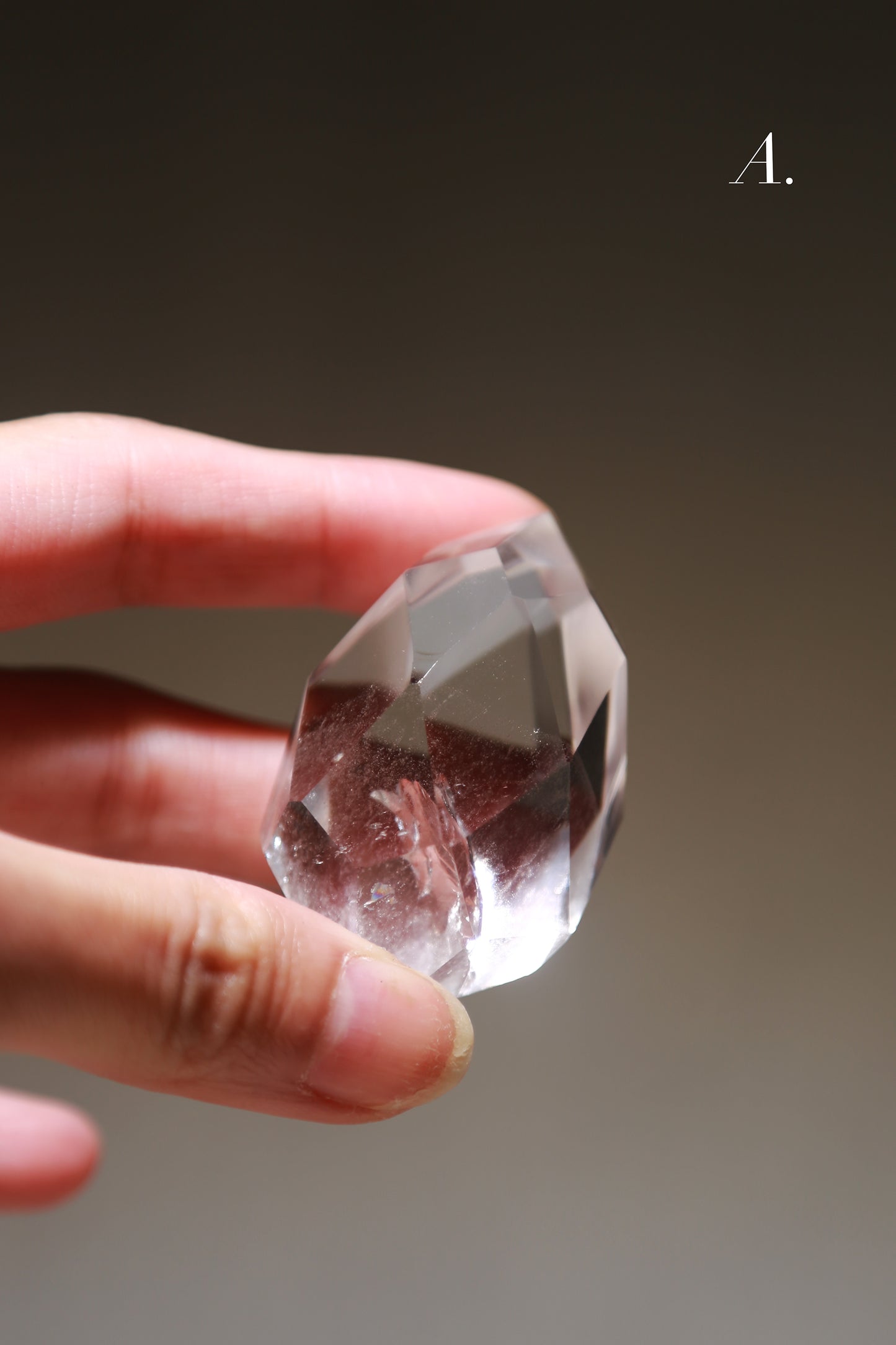 Clear / Smoky Quartz Faceted Diamond Flame