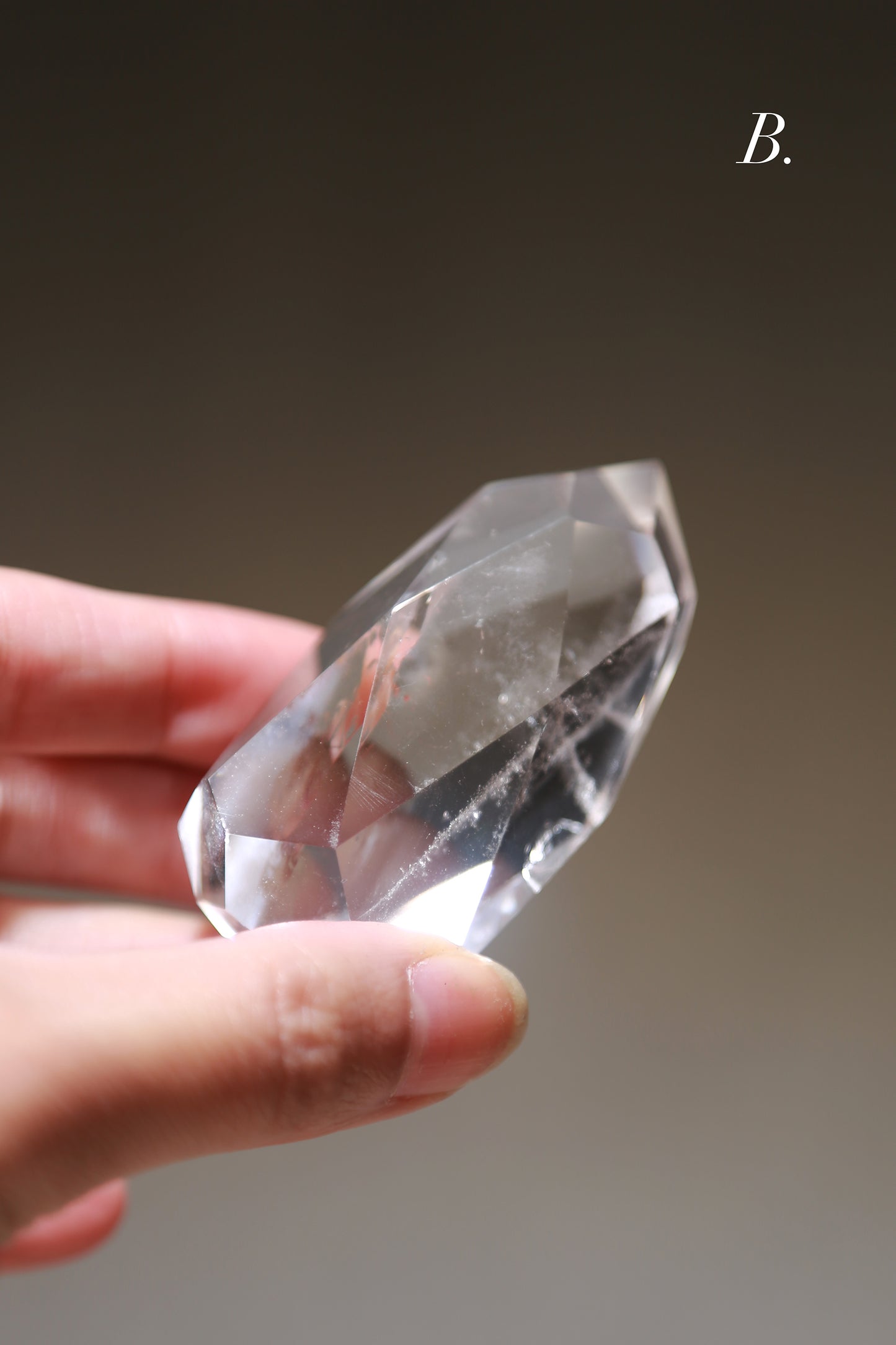 Clear / Smoky Quartz Faceted Diamond Flame