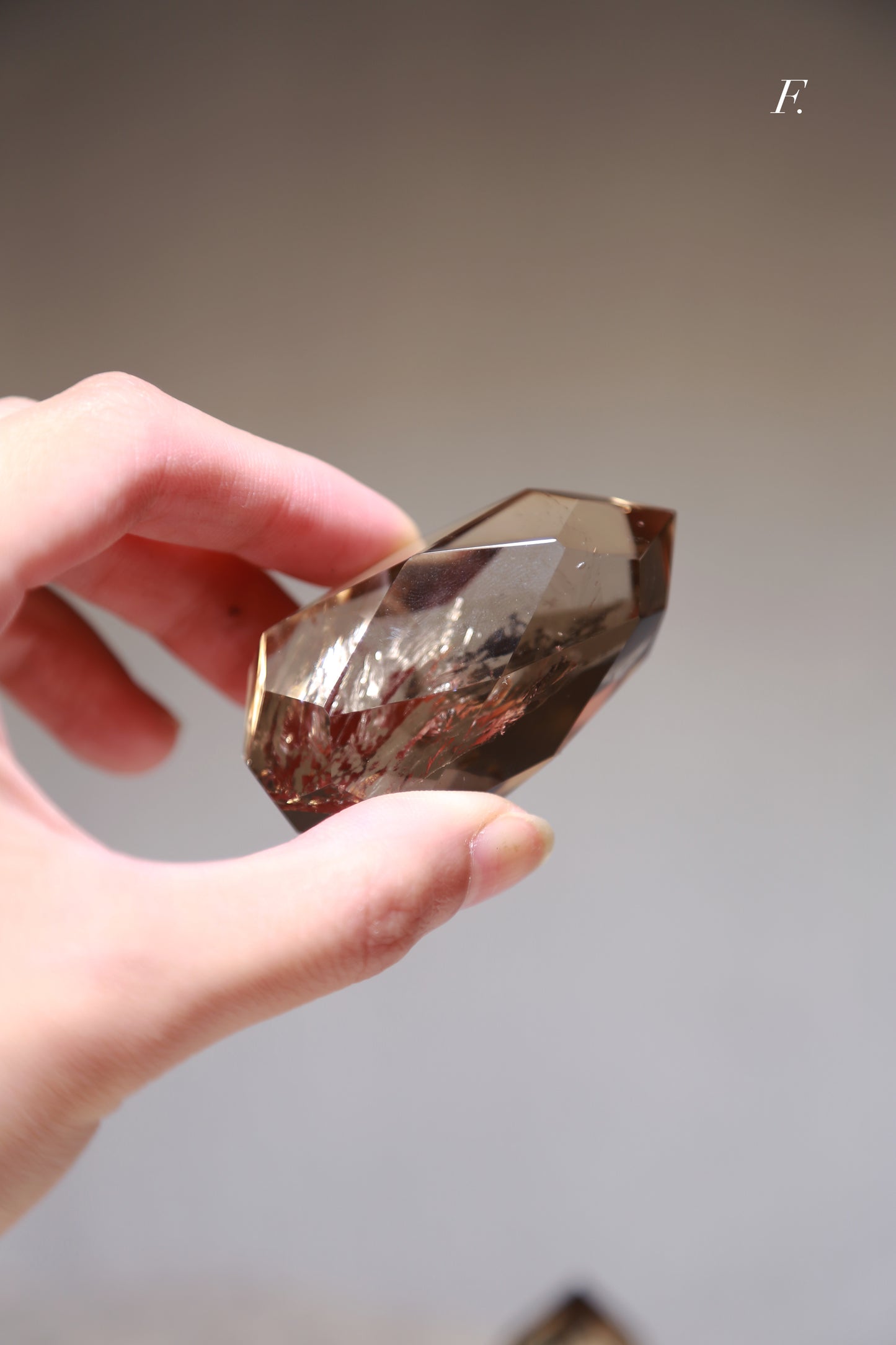 Clear / Smoky Quartz Faceted Diamond Flame