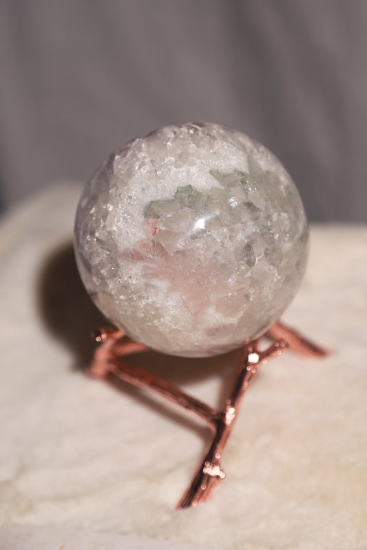 Pink & Green Rainbow Amethyst Purple Druzy Sphere