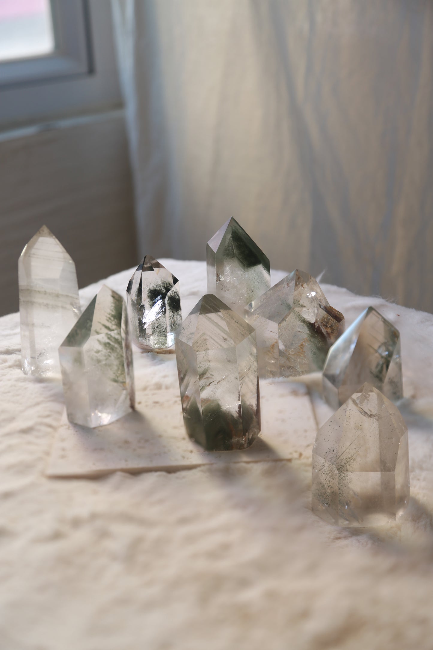 Green Lodolite Garden Quartz Tower