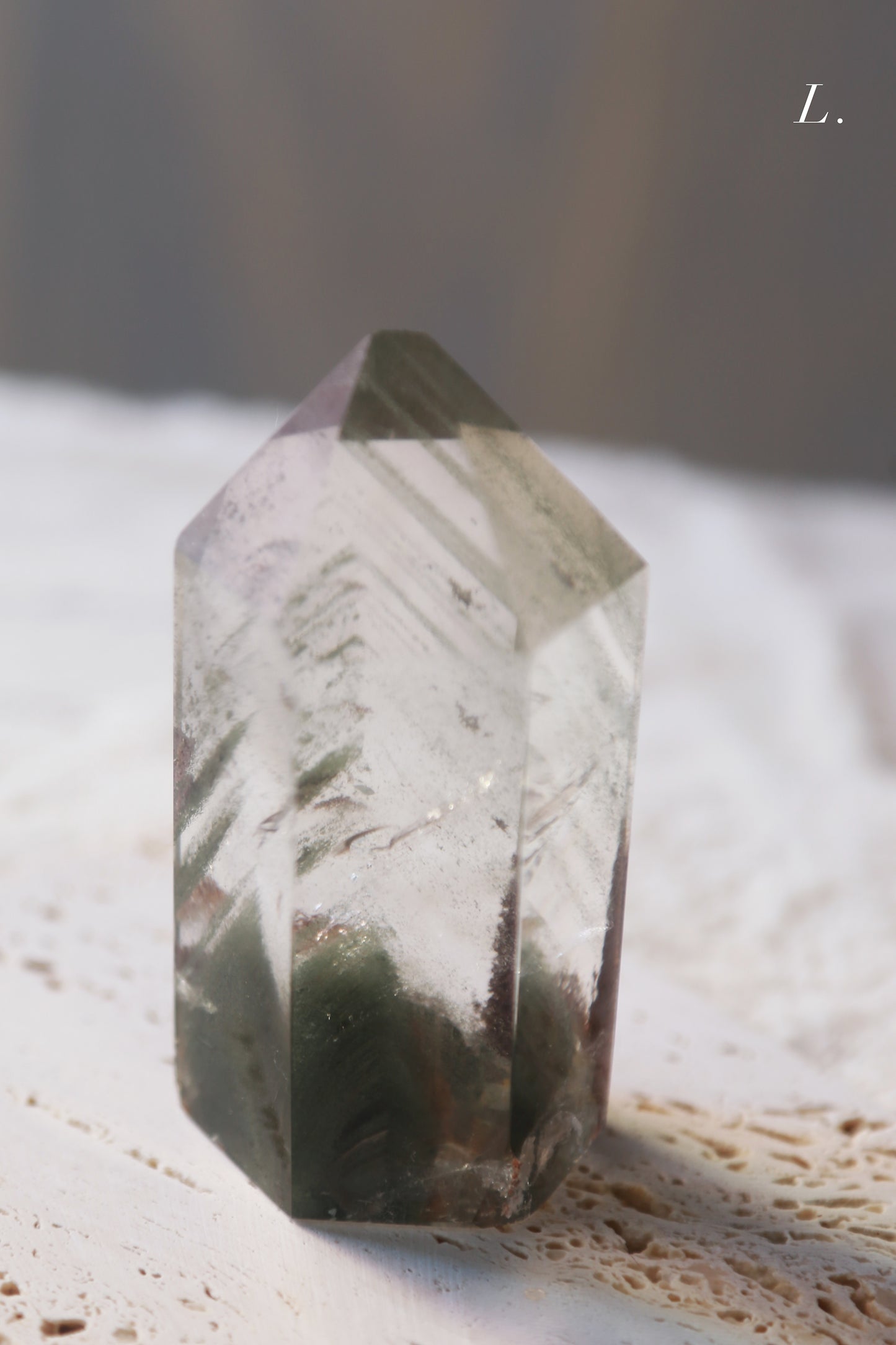 Green Lodolite Garden Quartz Tower