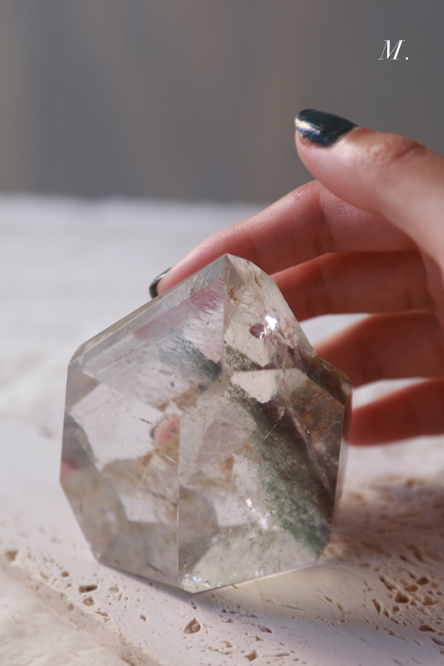 Green Lodolite Garden Quartz Tower