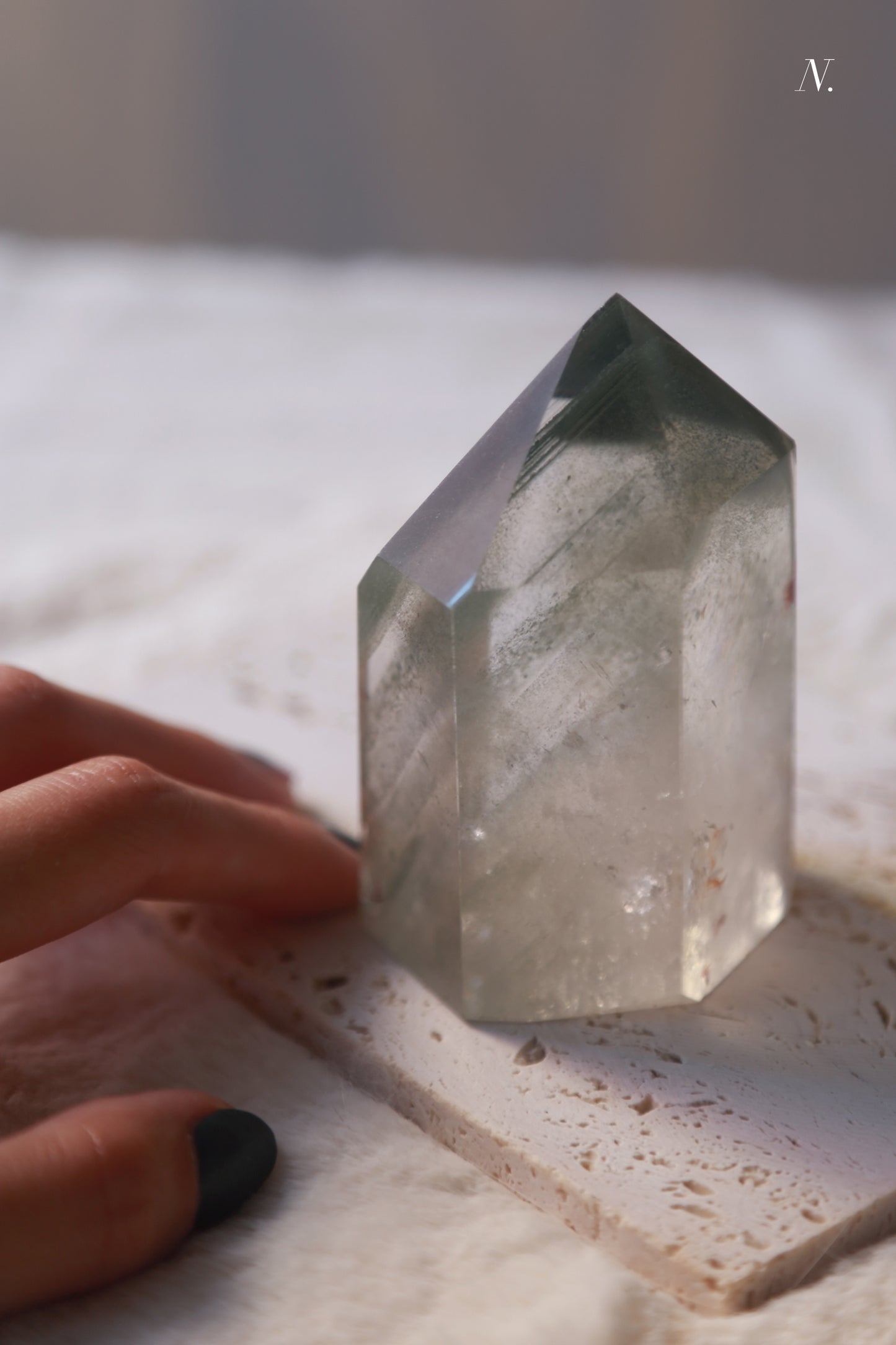 Green Lodolite Garden Quartz Tower