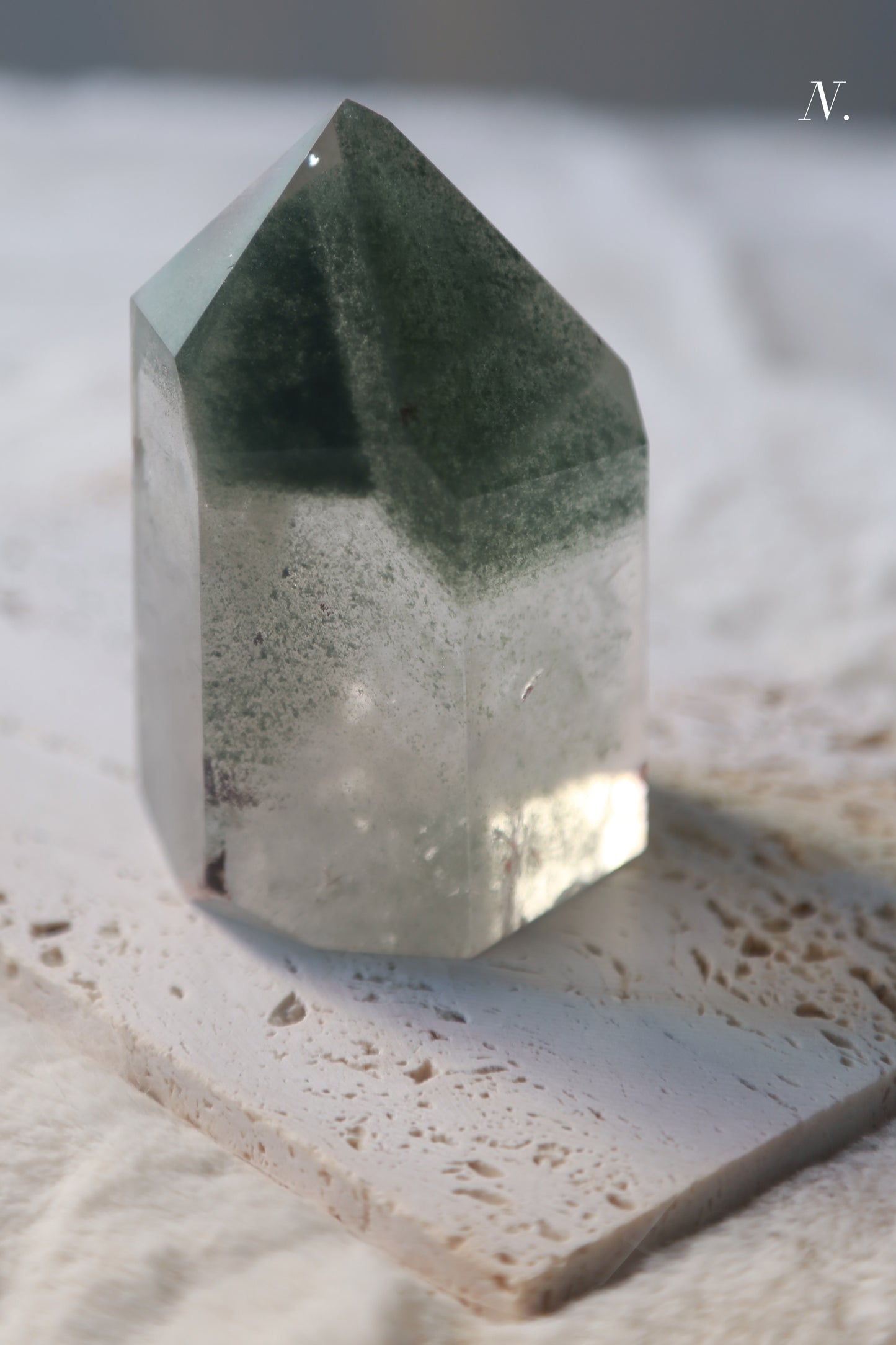 Green Lodolite Garden Quartz Tower