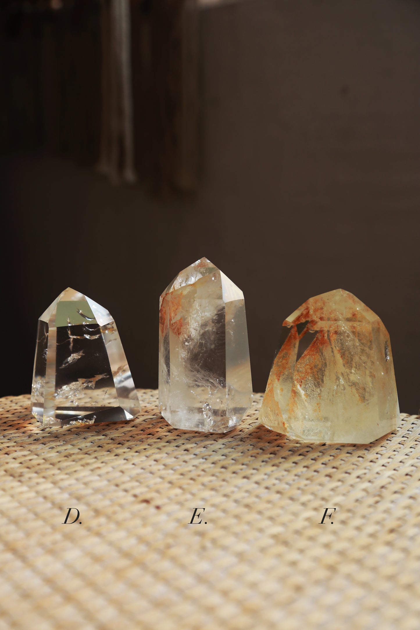 Extra Clear Golden Healer Leaf in Clear Quartz Tower