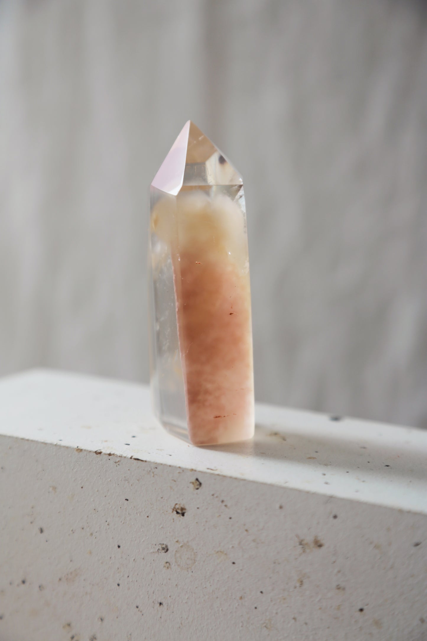 Pink Amphibole Rabbit Hair Quartz Manifestation Crystal Tower