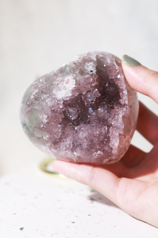 Purplish Pink Druzy Rainbow Amethyst Heart