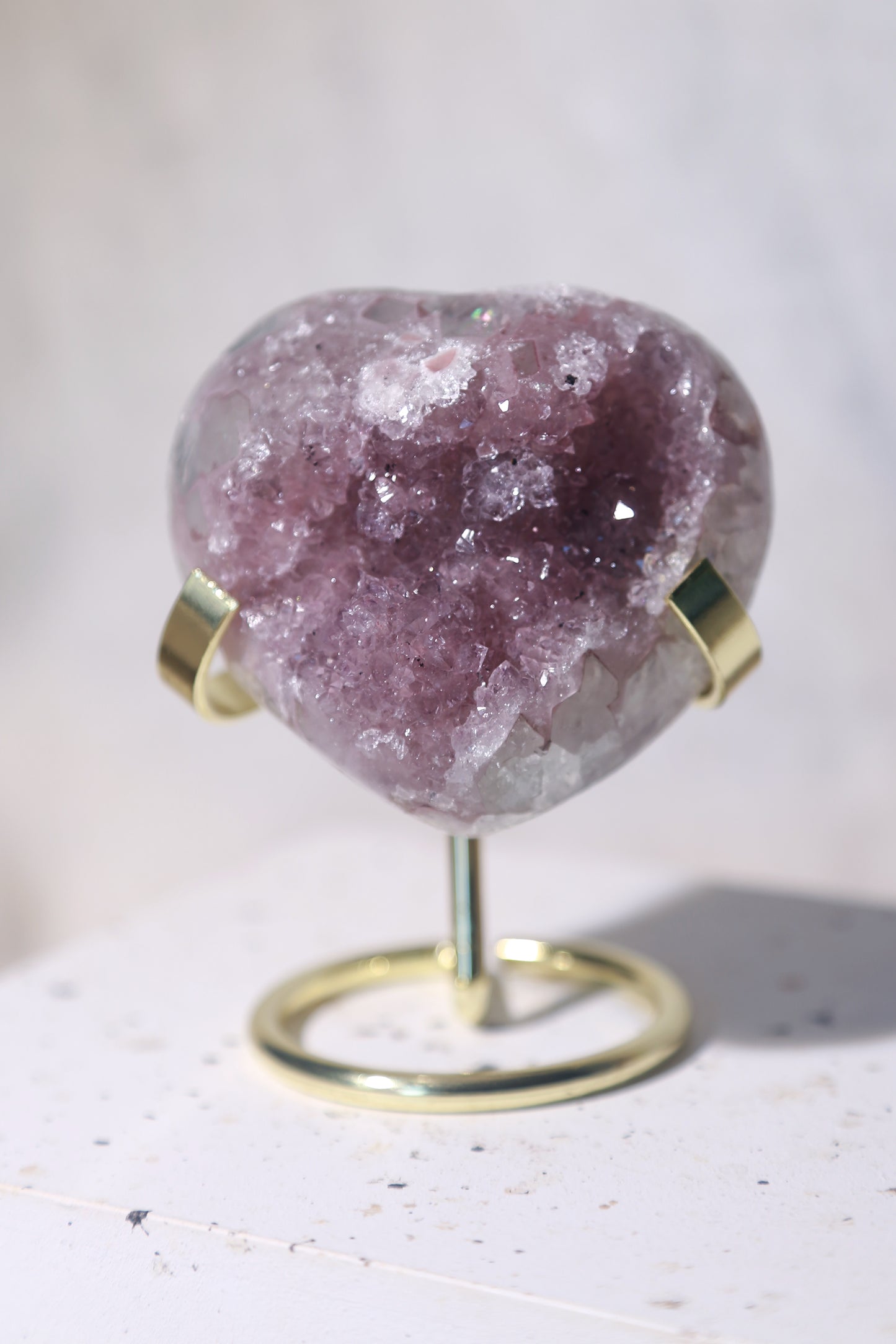 Purplish Pink Druzy Rainbow Amethyst Heart
