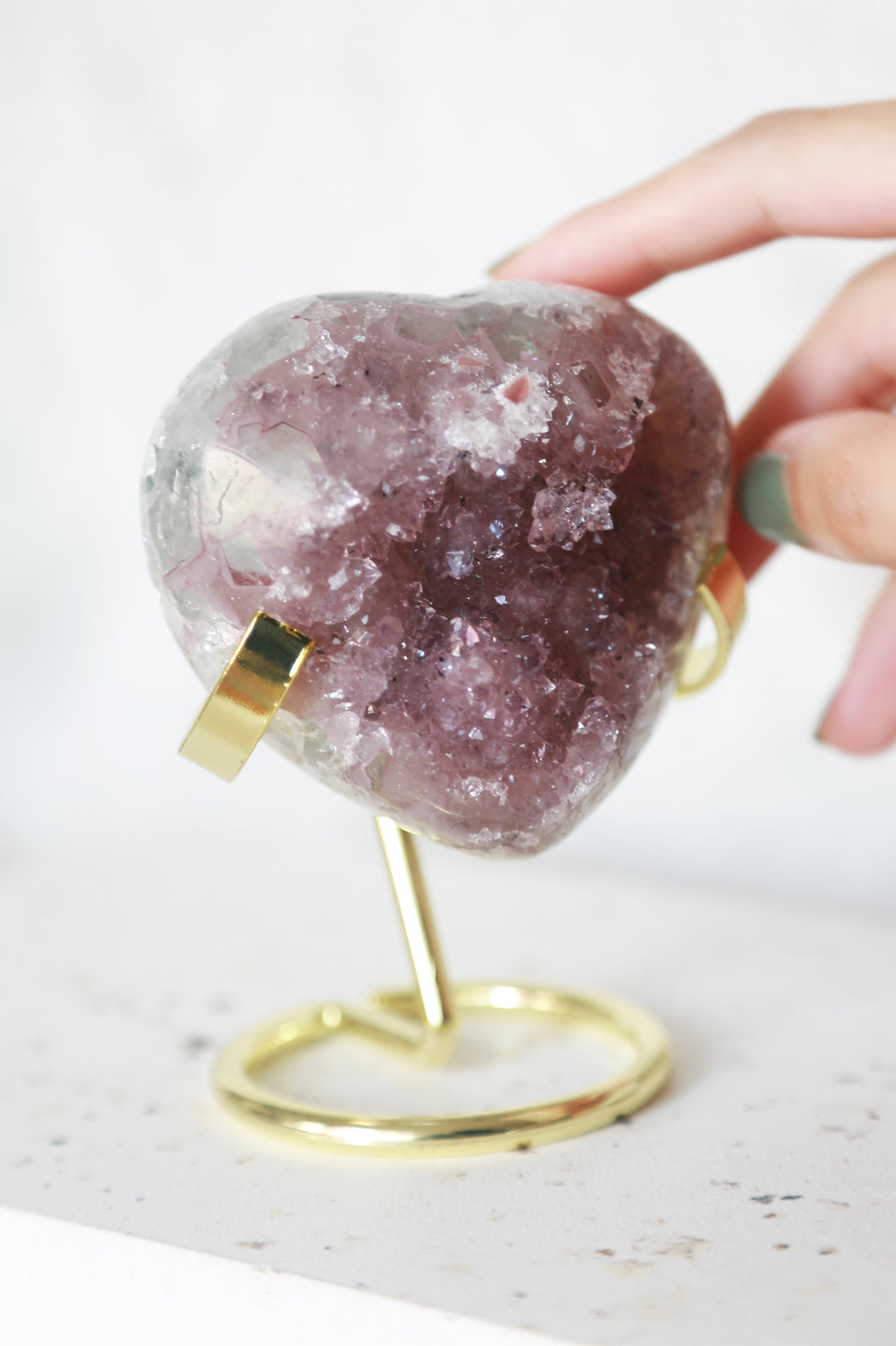 Purplish Pink Druzy Rainbow Amethyst Heart