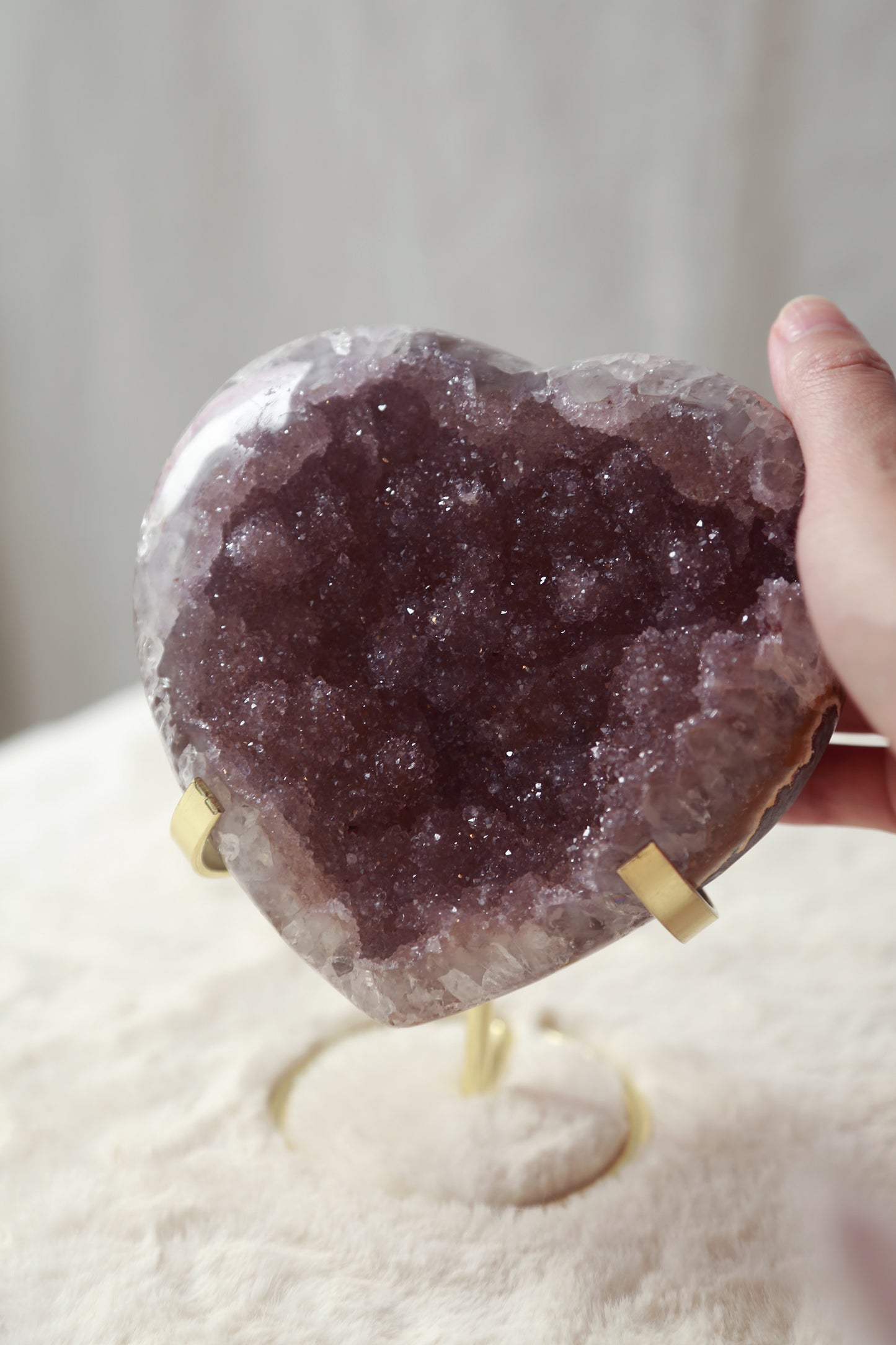Pinkish Purple Sugar Amethyst Large Heart