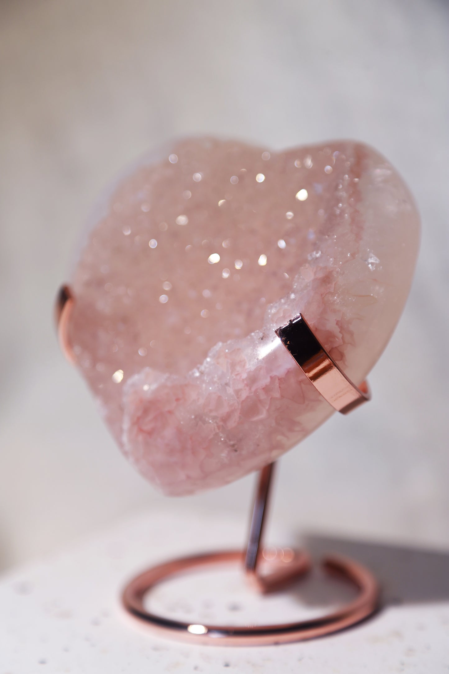 Quartzy Pink Druzy Rainbow Amethyst Heart