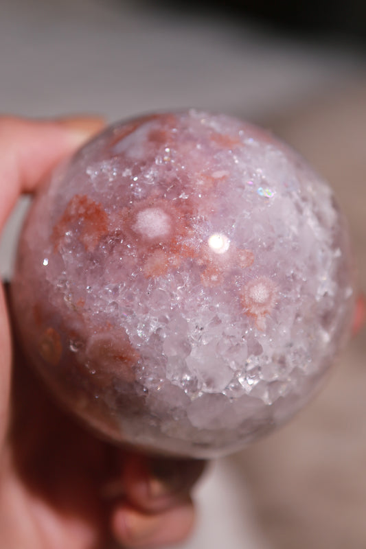 Sparkly Druzy Flower Agate Sphere