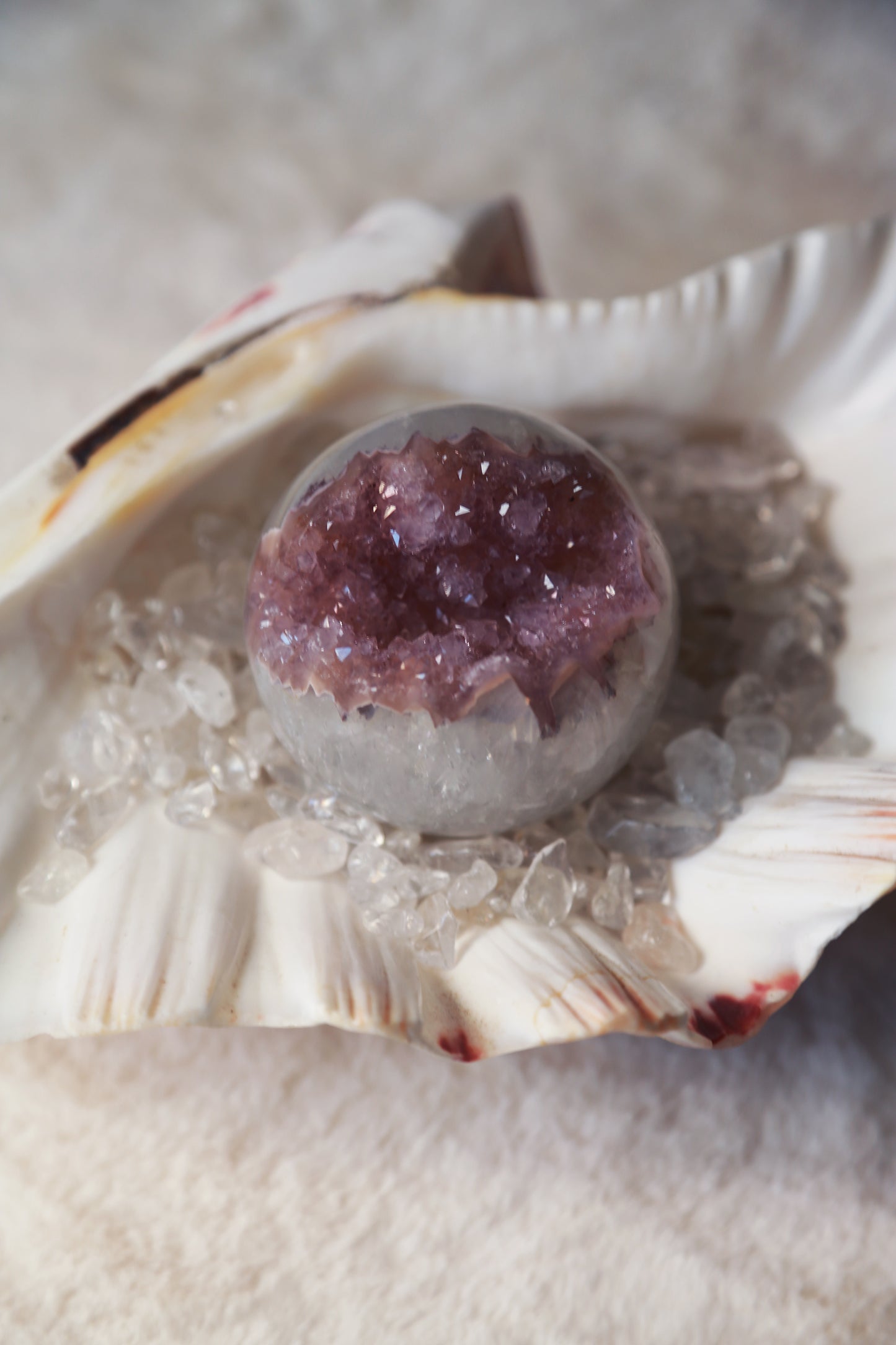 Green Quartz Rainbow Amethyst Pink Druzy Sphere