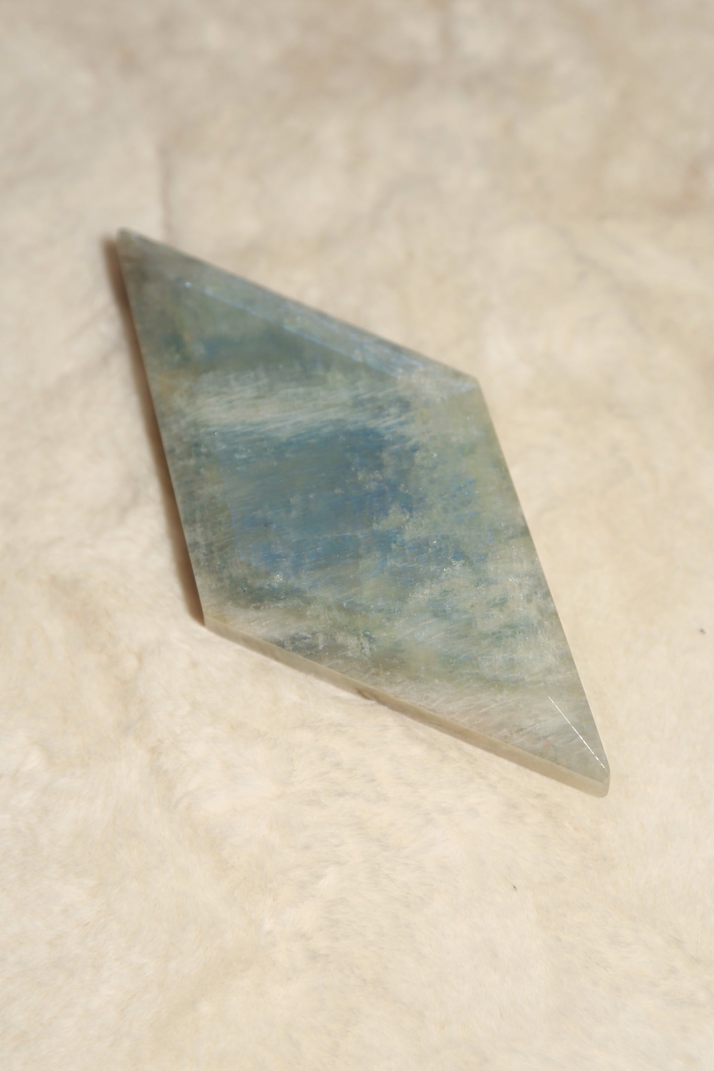 Sage Blue Green Moonstone Sunstone Diamond with Stand