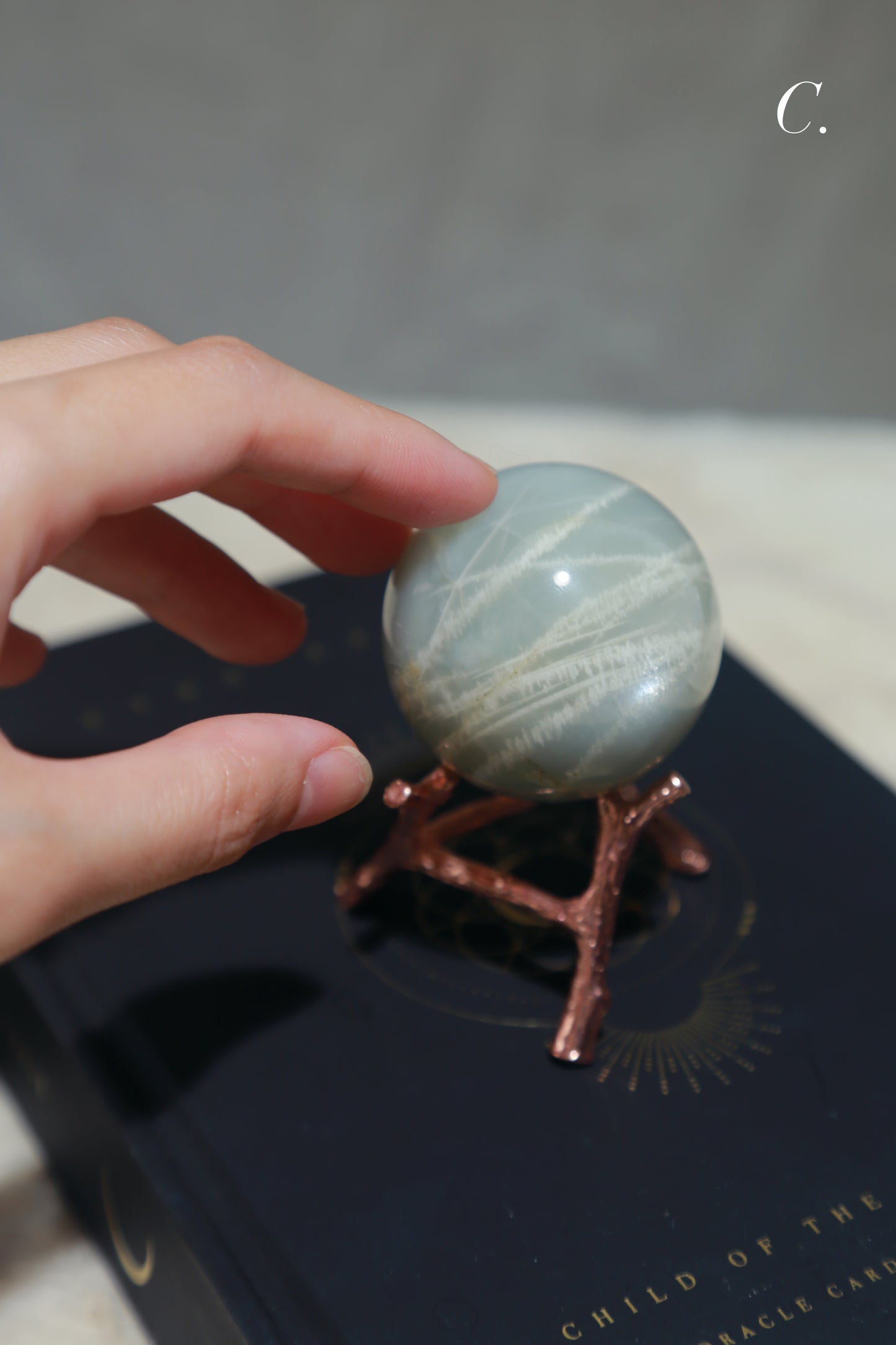 Sage Blue Green Moonstone Sunstone Sphere