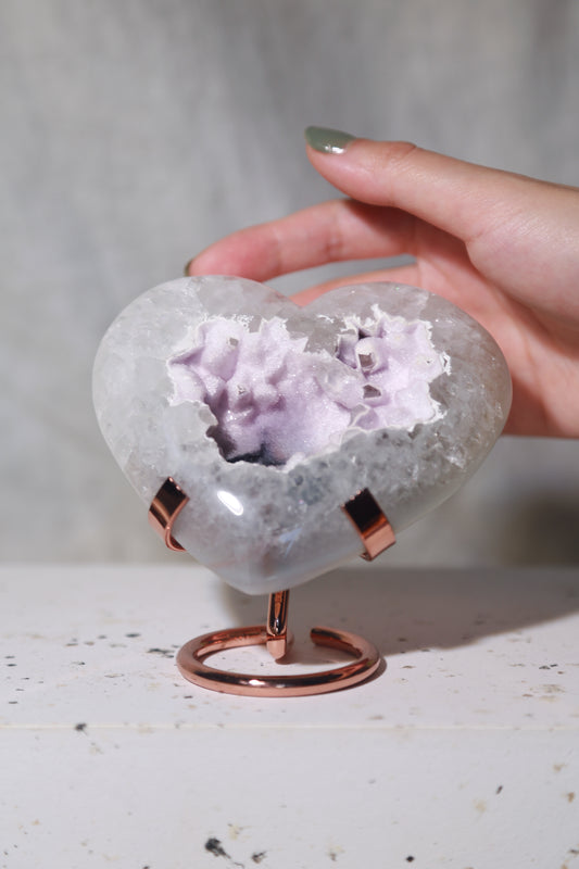 Snowy Sugar Druzy Rainbow Amethyst Heart