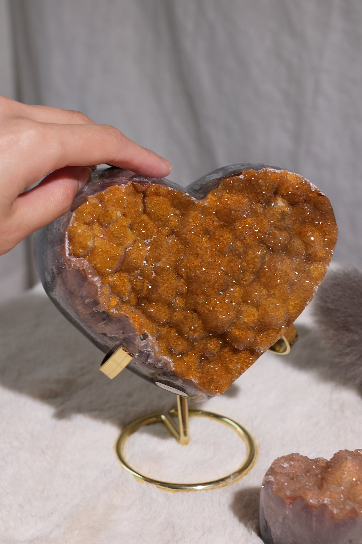 Yellow Golden Druzy Sugar Amethyst Heart