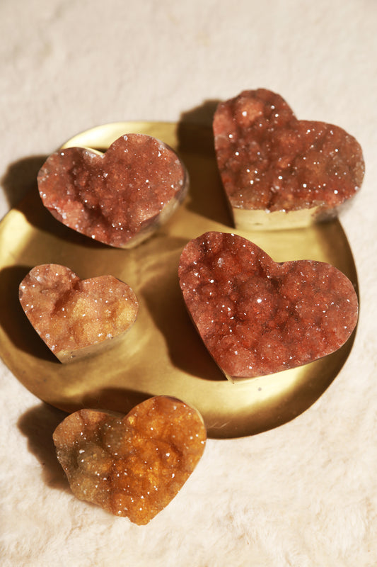 Yellow / Grapefruit Druzy Amethyst Heart