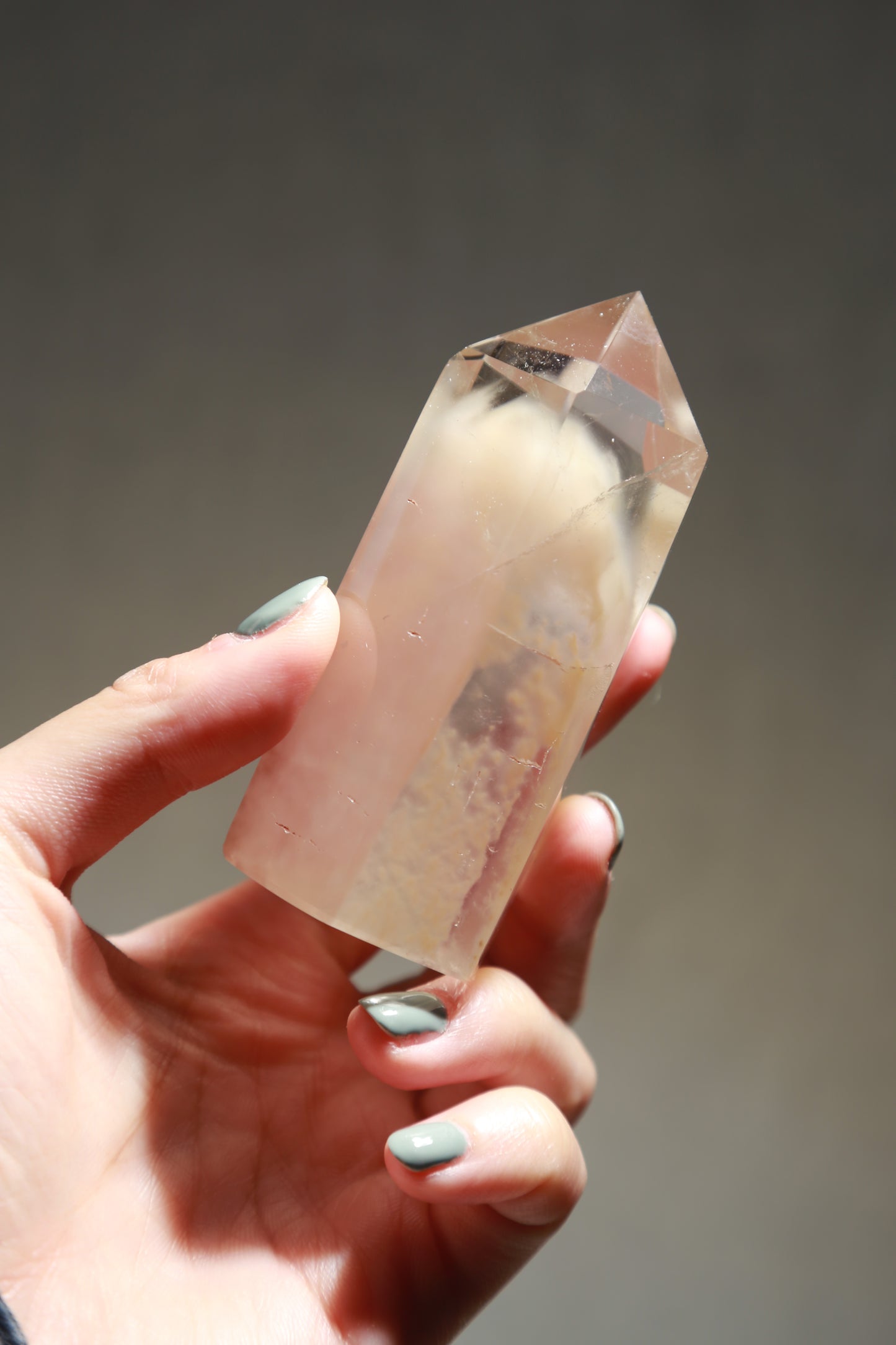 Pink Amphibole Rabbit Hair Quartz Manifestation Crystal Tower