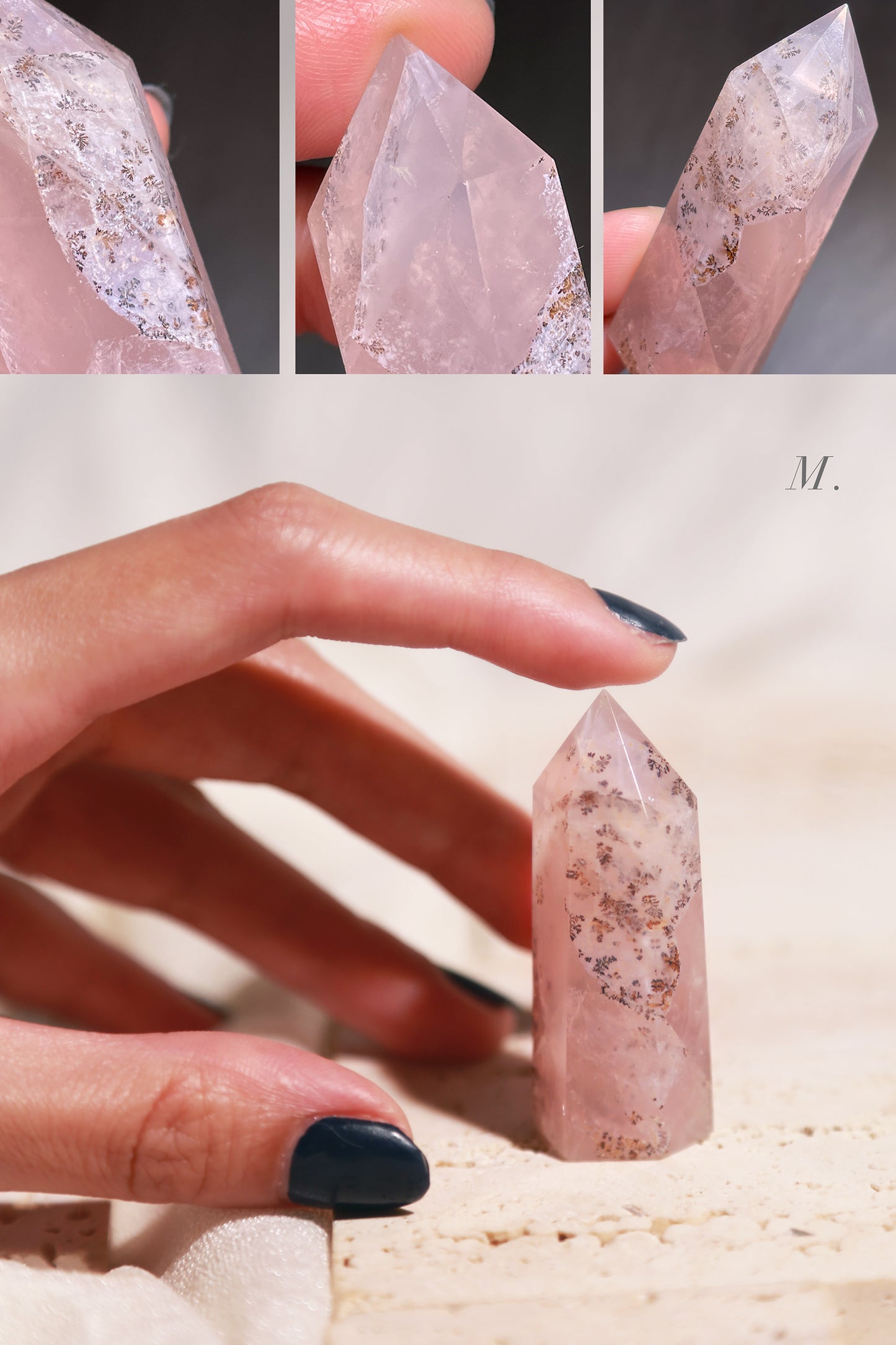 Dendritic Rose Quartz Point