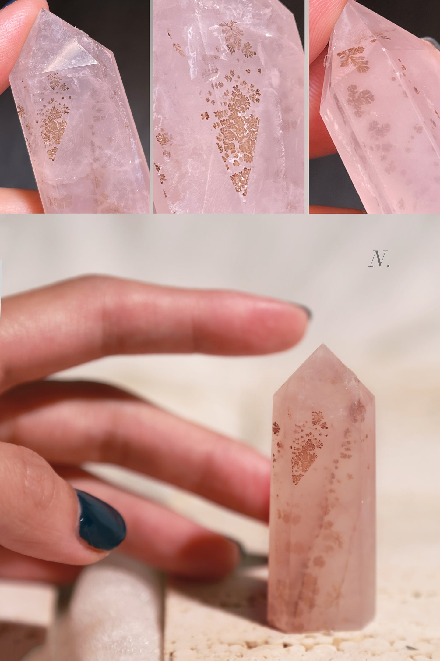 Dendritic Rose Quartz Point