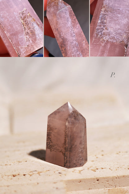 Dendritic Rose Quartz Point