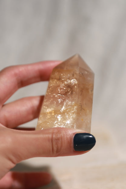 Dendritic Golden Healer Rose Quartz Tower
