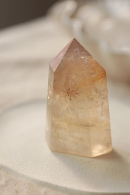 Dendritic Golden Healer Rose Quartz Tower