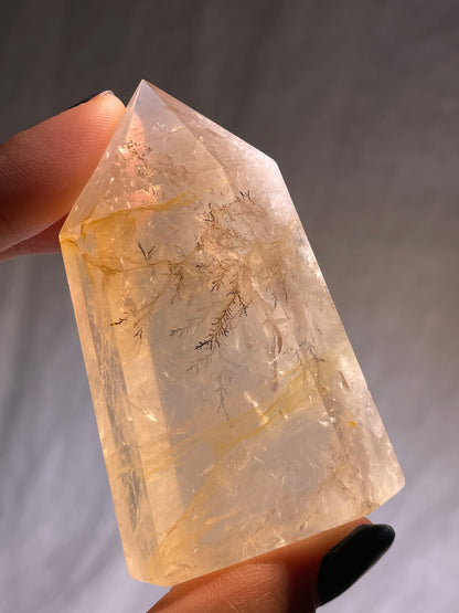 Dendritic Golden Healer Rose Quartz Tower