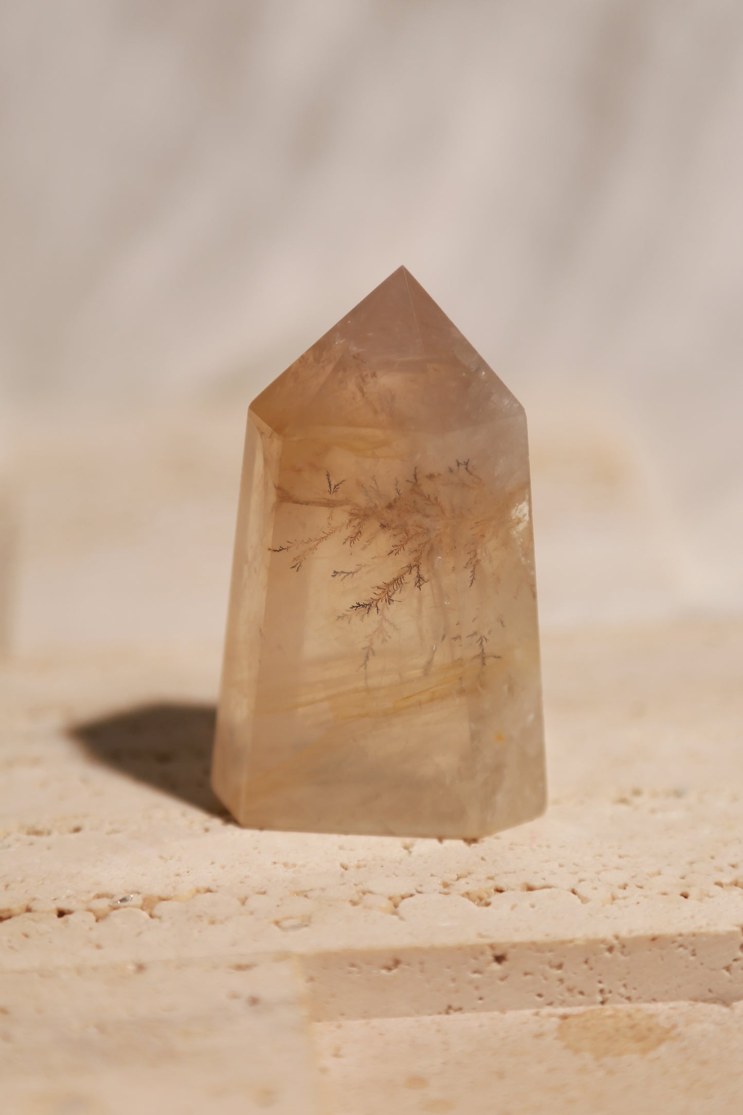 Dendritic Golden Healer Rose Quartz Tower