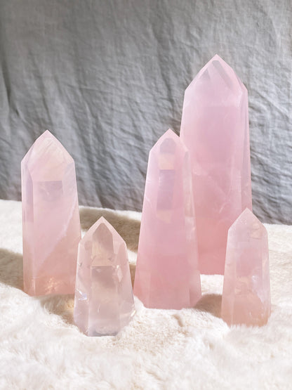 Brazilian Glassy Rose Quartz Tower
