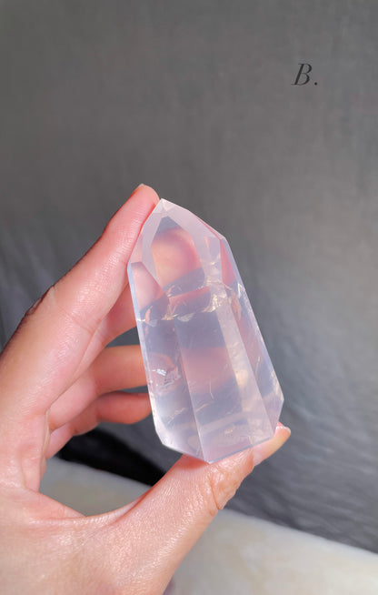 Brazilian Glassy Rose Quartz Tower